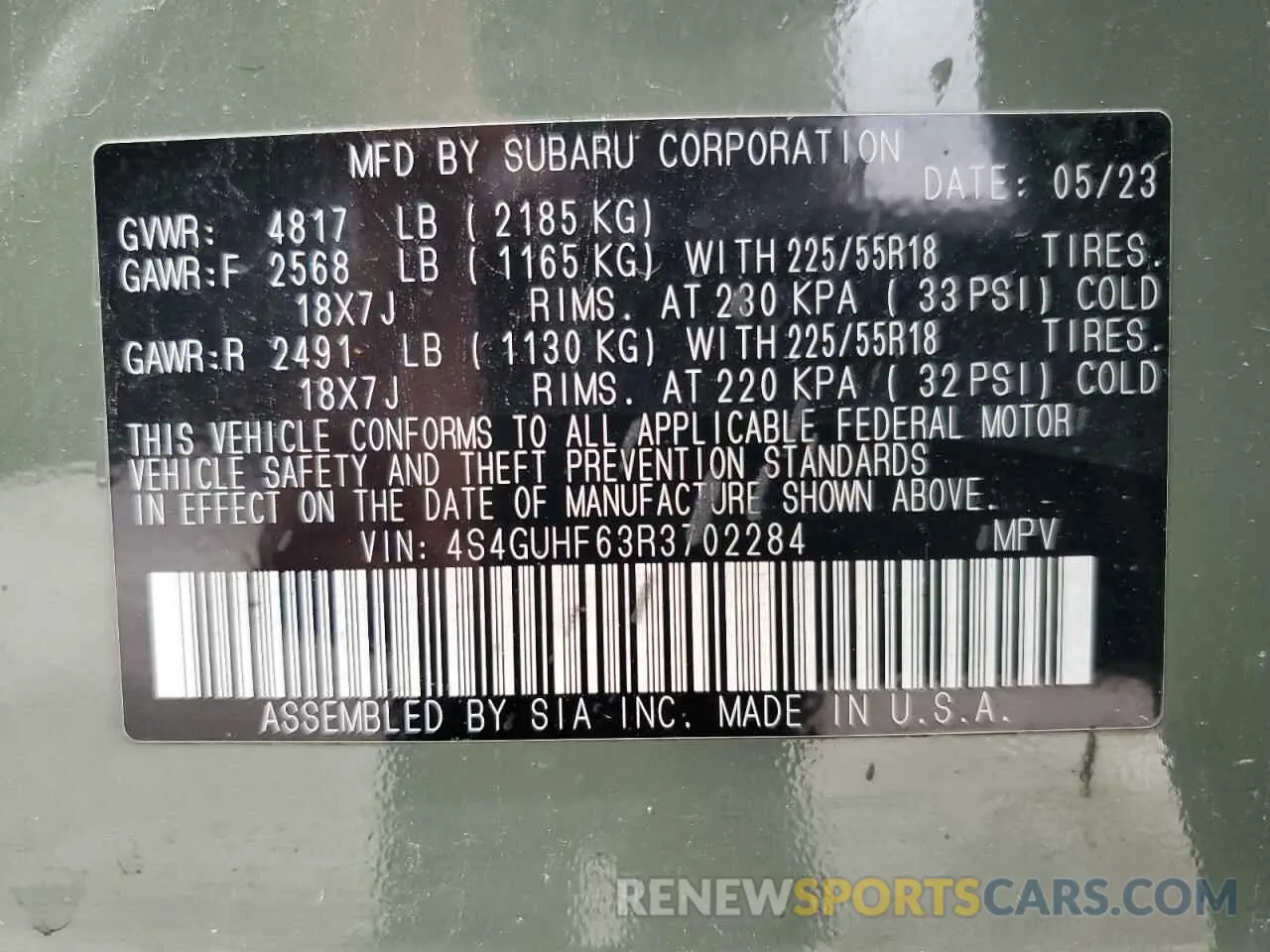 14 fotografías del automóvil dañado 4S4GUHF63R3702284 SUBARU CROSSTREK 2024