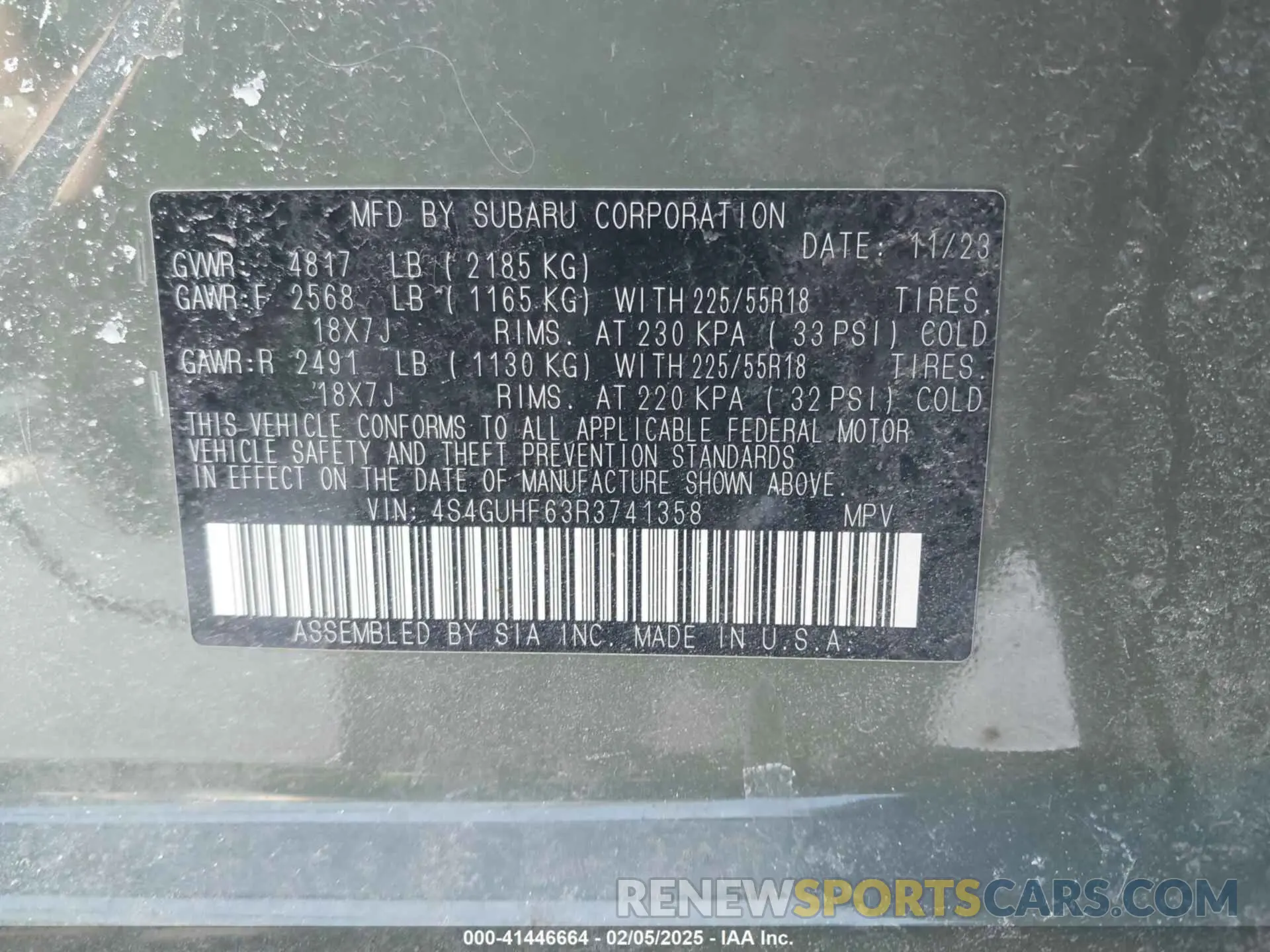 9 fotografías del automóvil dañado 4S4GUHF63R3741358 SUBARU CROSSTREK 2024