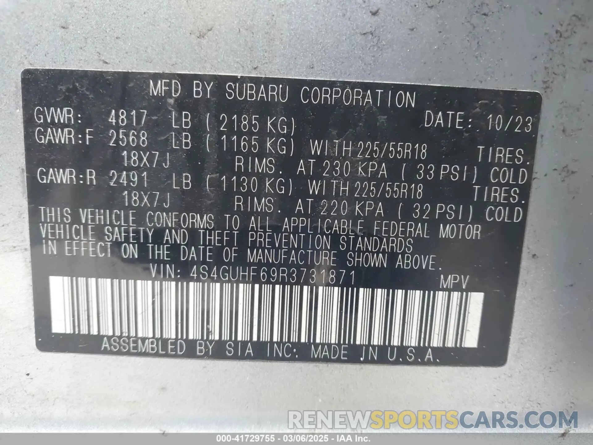 9 fotografías del automóvil dañado 4S4GUHF69R3731871 SUBARU CROSSTREK 2024