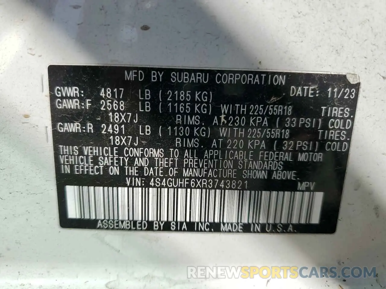 13 fotografías del automóvil dañado 4S4GUHF6XR3743821 SUBARU CROSSTREK 2024