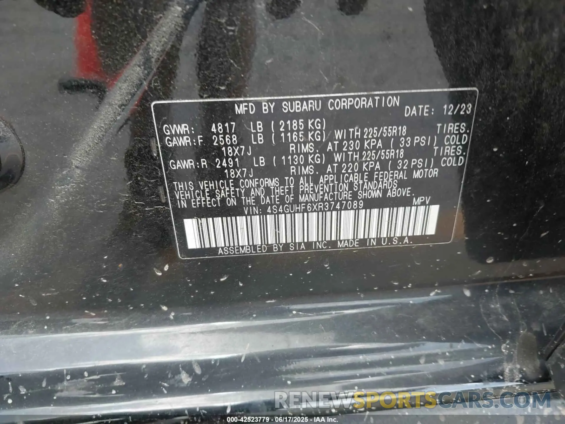 9 fotografías del automóvil dañado 4S4GUHF6XR3747089 SUBARU CROSSTREK 2024