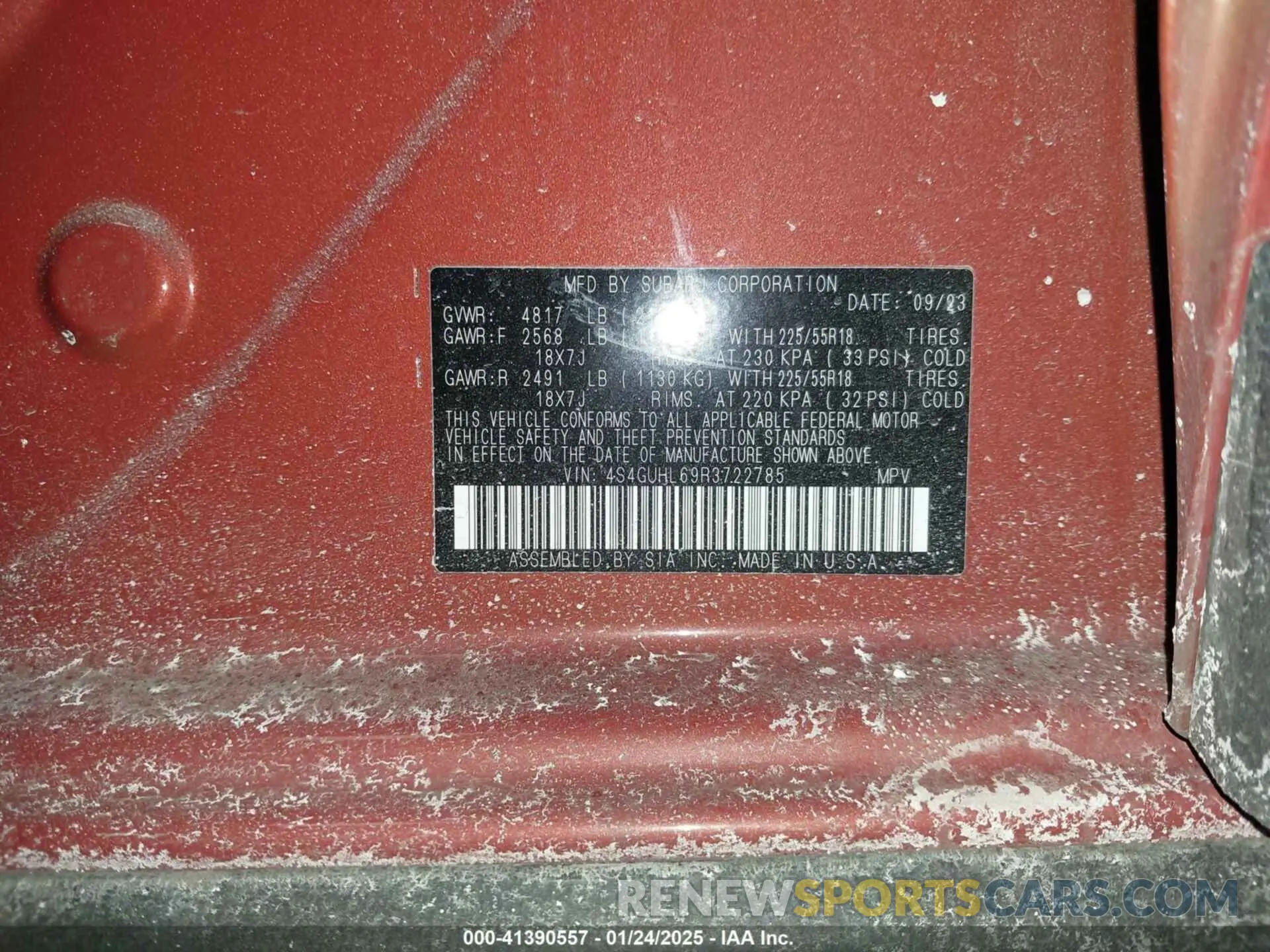 9 fotografías del automóvil dañado 4S4GUHL69R3722785 SUBARU CROSSTREK 2024
