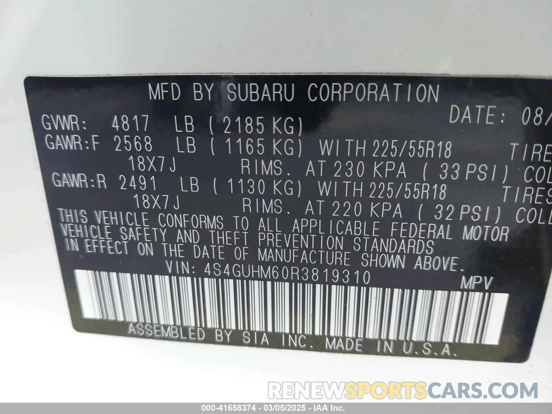 9 fotografías del automóvil dañado 4S4GUHM60R3819310 SUBARU CROSSTREK 2024