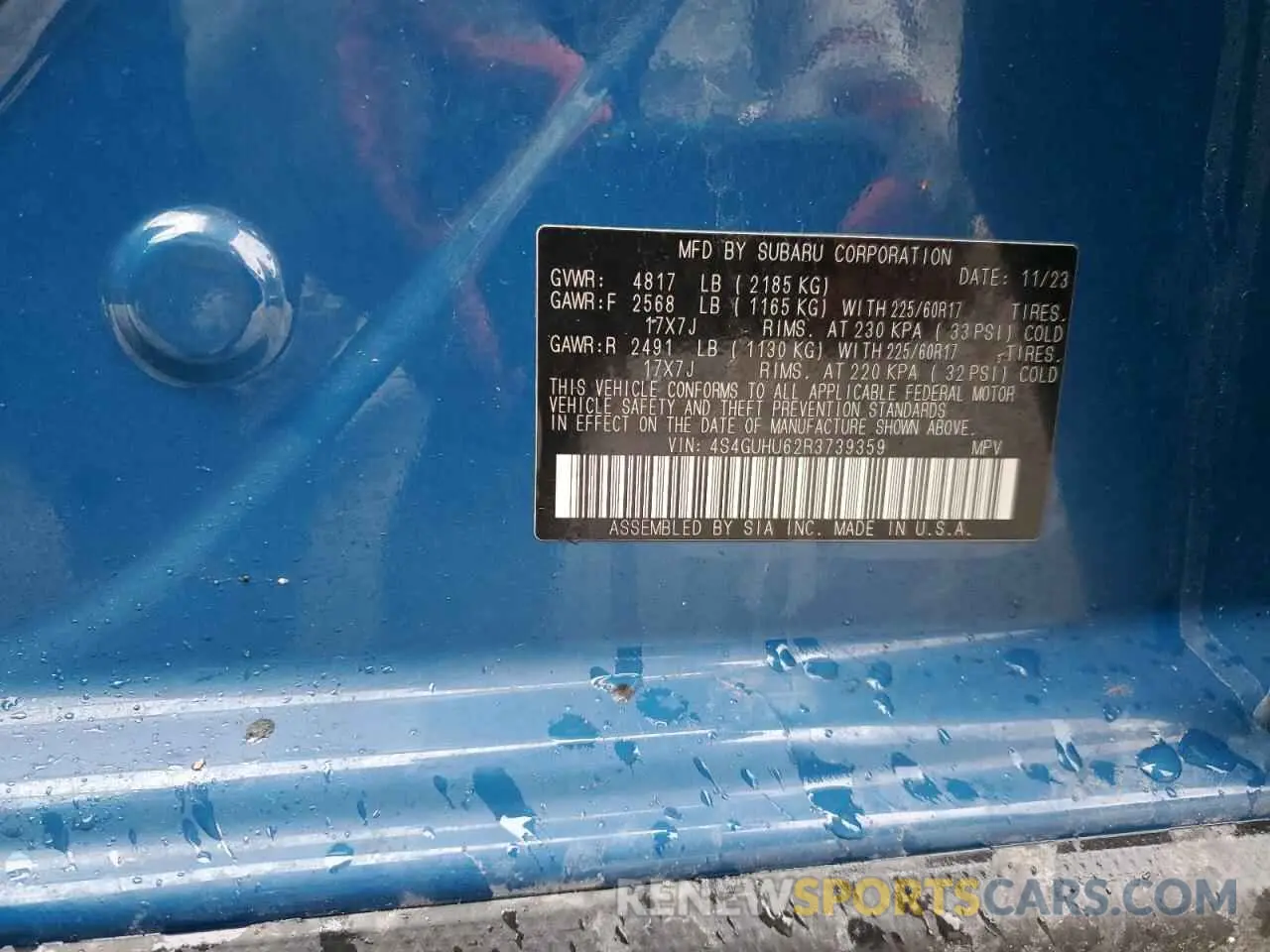 15 fotografías del automóvil dañado 4S4GUHU62R3739359 SUBARU CROSSTREK 2024