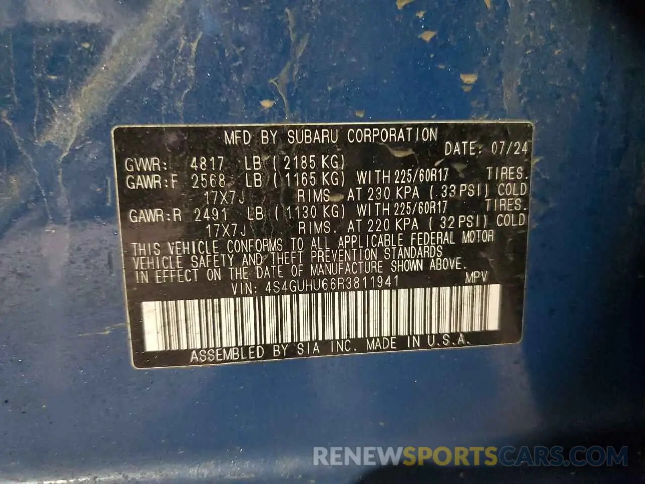 12 fotografías del automóvil dañado 4S4GUHU66R3811941 SUBARU CROSSTREK 2024