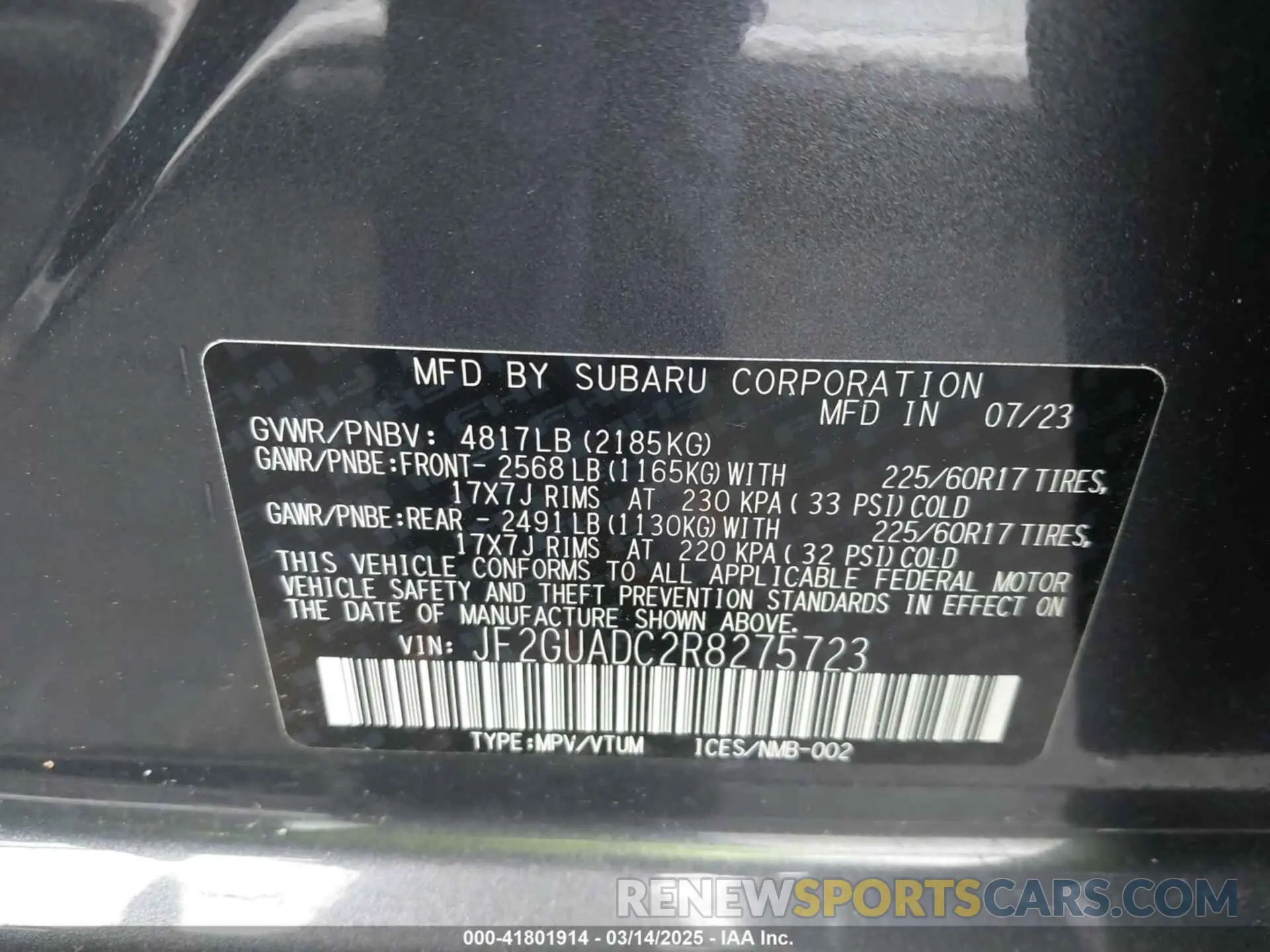 9 fotografías del automóvil dañado JF2GUADC2R8275723 SUBARU CROSSTREK 2024