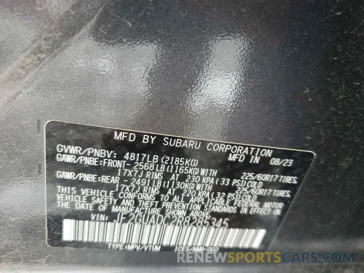 12 fotografías del automóvil dañado JF2GUADC2R8285345 SUBARU CROSSTREK 2024