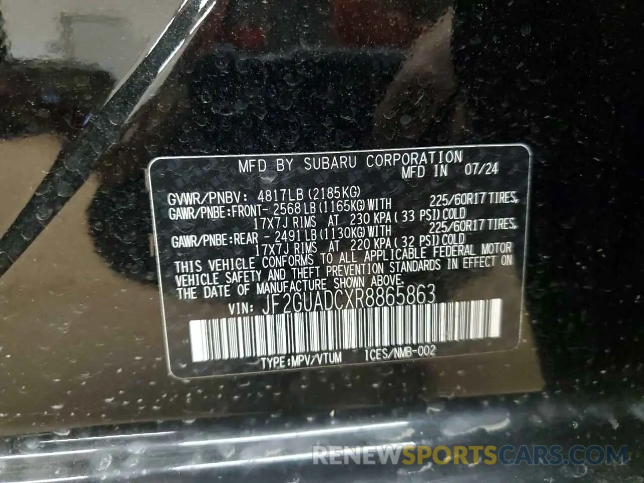 13 fotografías del automóvil dañado JF2GUADCXR8865863 SUBARU CROSSTREK 2024