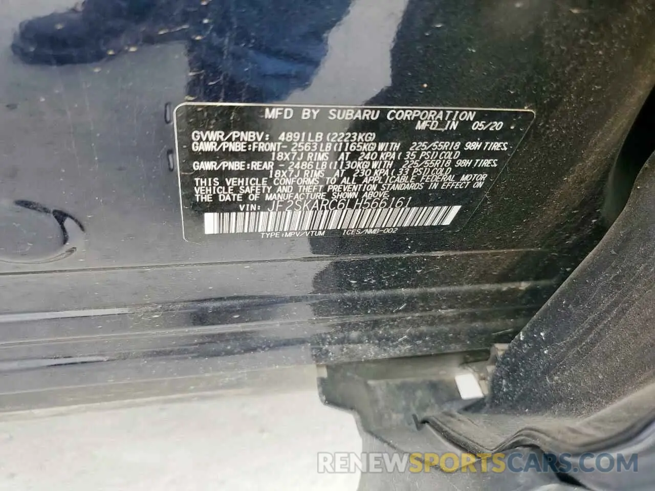 13 fotografías del automóvil dañado JF2SKARC6LH566161 SUBARU FORESTER 2020