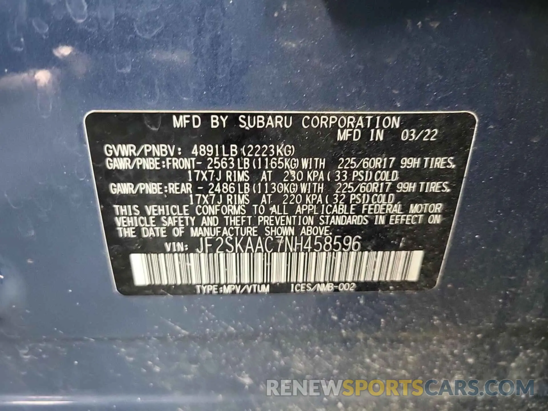 37 fotografías del automóvil dañado JF2SKAAC7NH458596 SUBARU FORESTER 2022