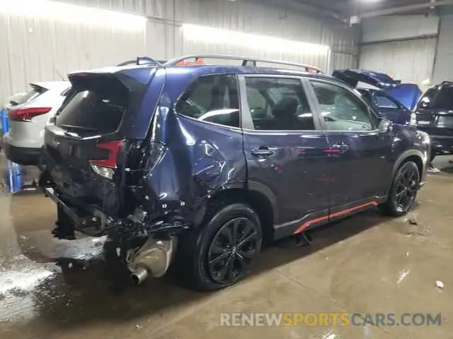3 fotografías del automóvil dañado JF2SKAJCXNH490930 SUBARU FORESTER 2022