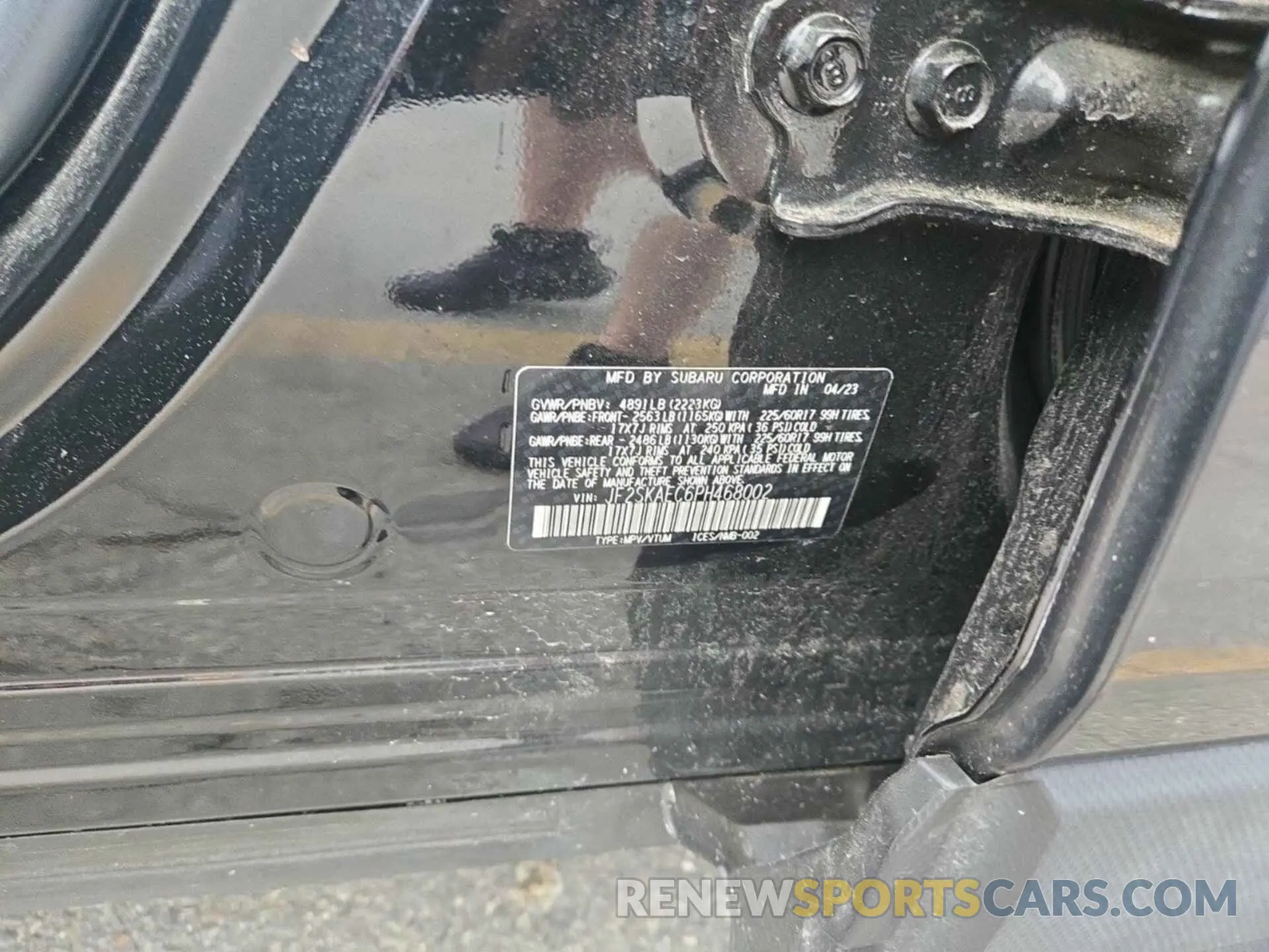1 fotografías del automóvil dañado JF2SKAEC6PH468002 SUBARU FORESTER 2023
