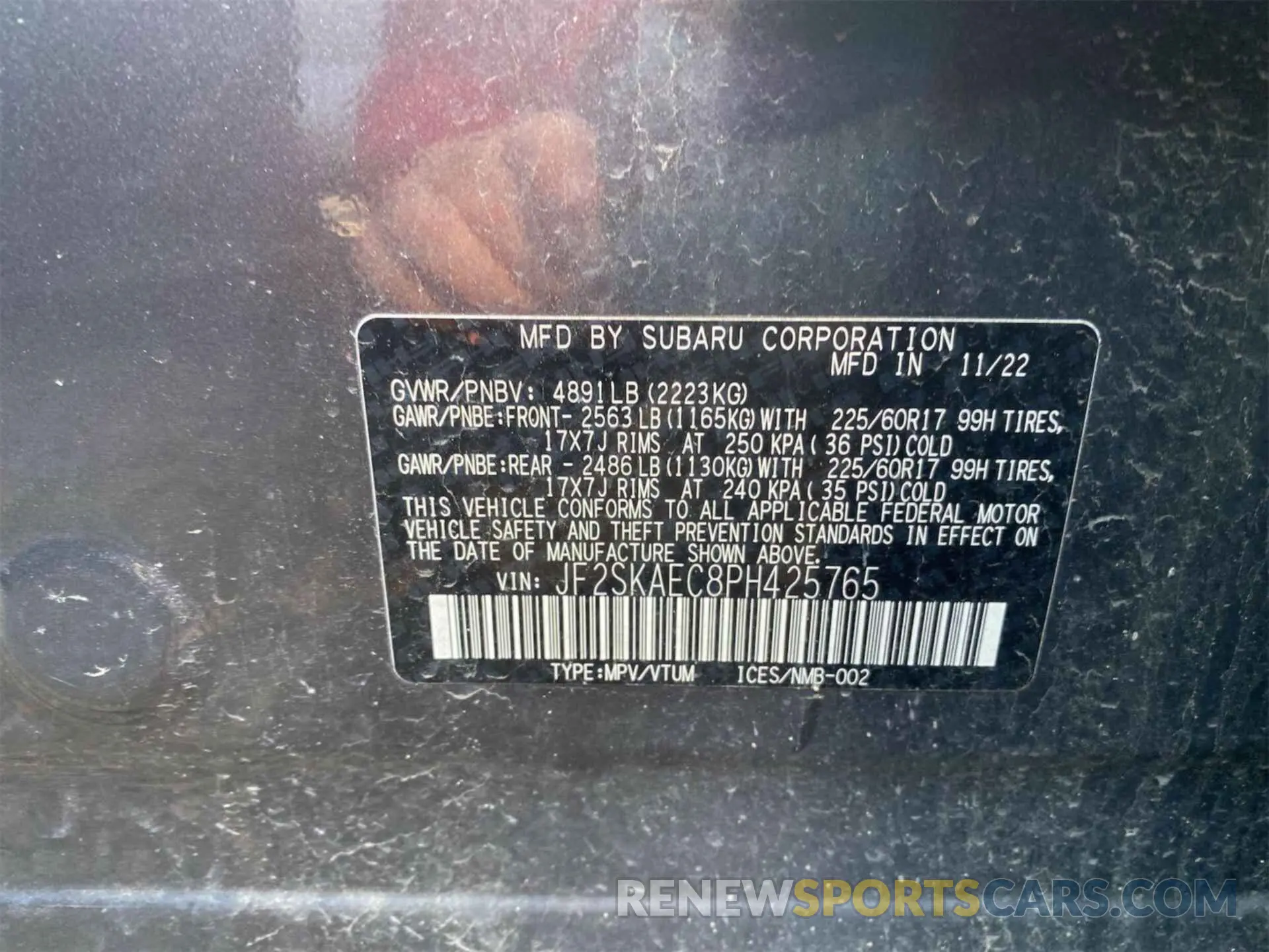 19 fotografías del automóvil dañado JF2SKAEC8PH425765 SUBARU FORESTER 2023