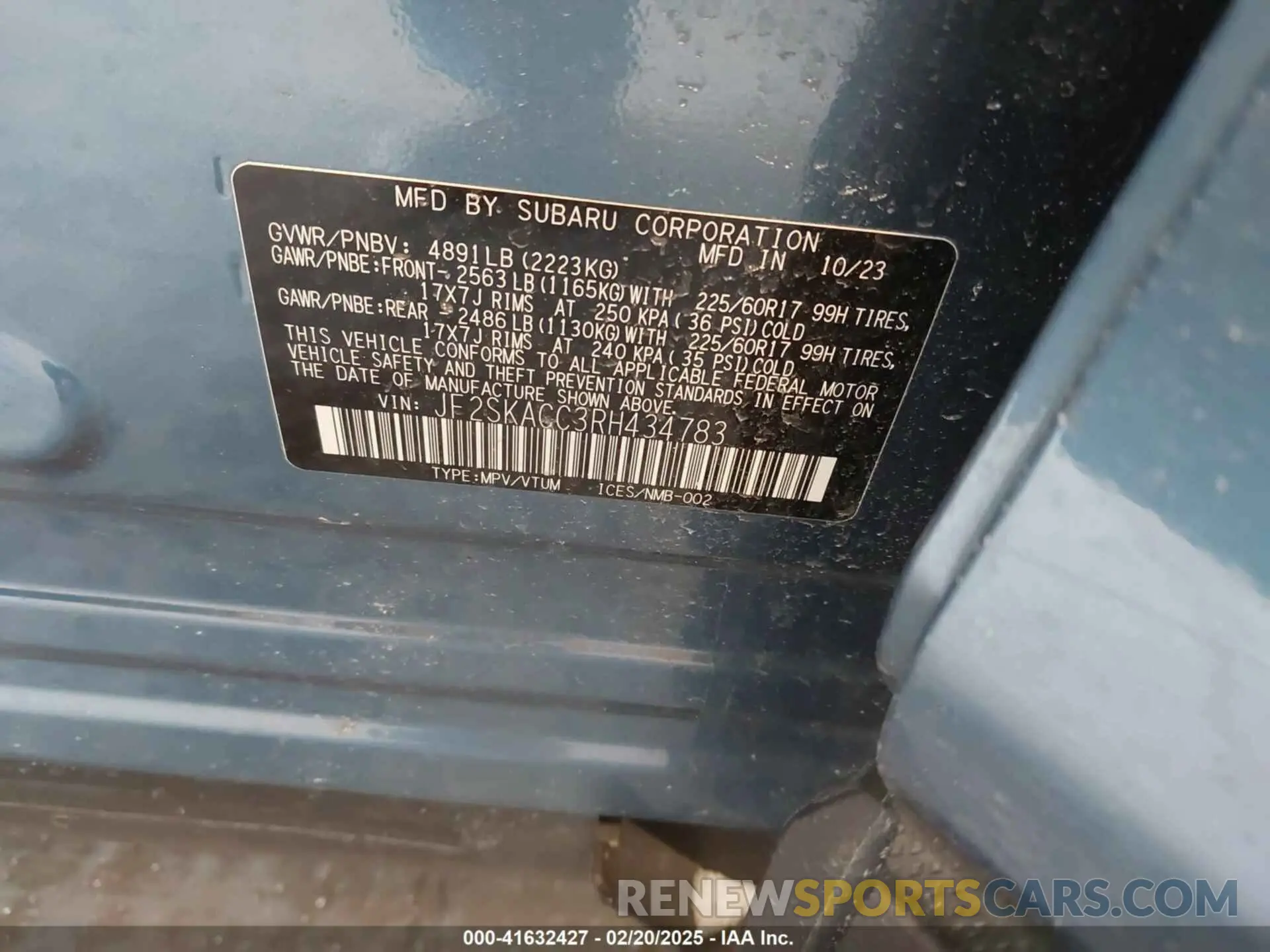 9 fotografías del automóvil dañado JF2SKACC3RH434783 SUBARU FORESTER 2024