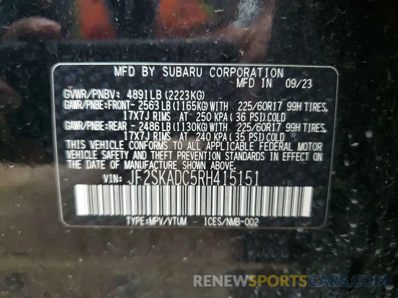 13 fotografías del automóvil dañado JF2SKADC5RH415151 SUBARU FORESTER 2024