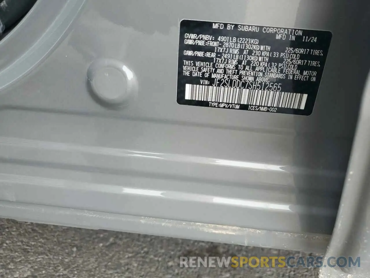 12 fotografías del automóvil dañado JF2SLDDC7SH512565 SUBARU FORESTER 2025