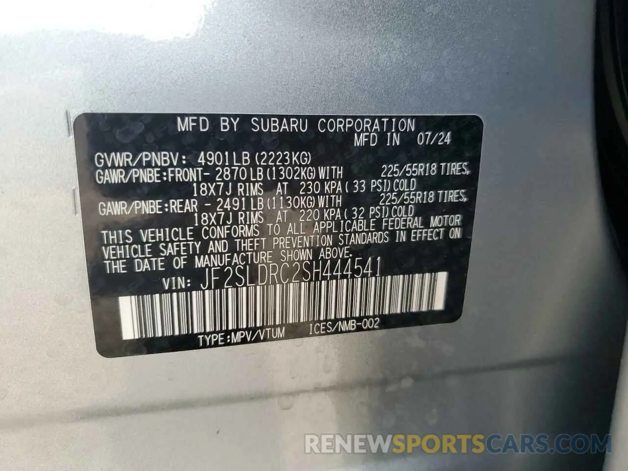 15 fotografías del automóvil dañado JF2SLDRC2SH444541 SUBARU FORESTER 2025