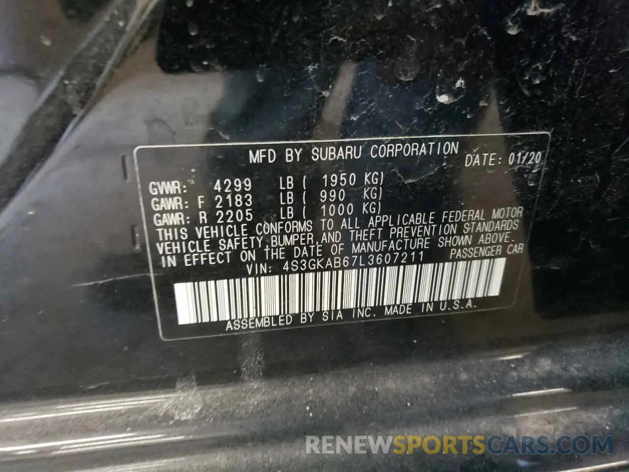 12 fotografías del automóvil dañado 4S3GKAB67L3607211 SUBARU IMPREZA 2020