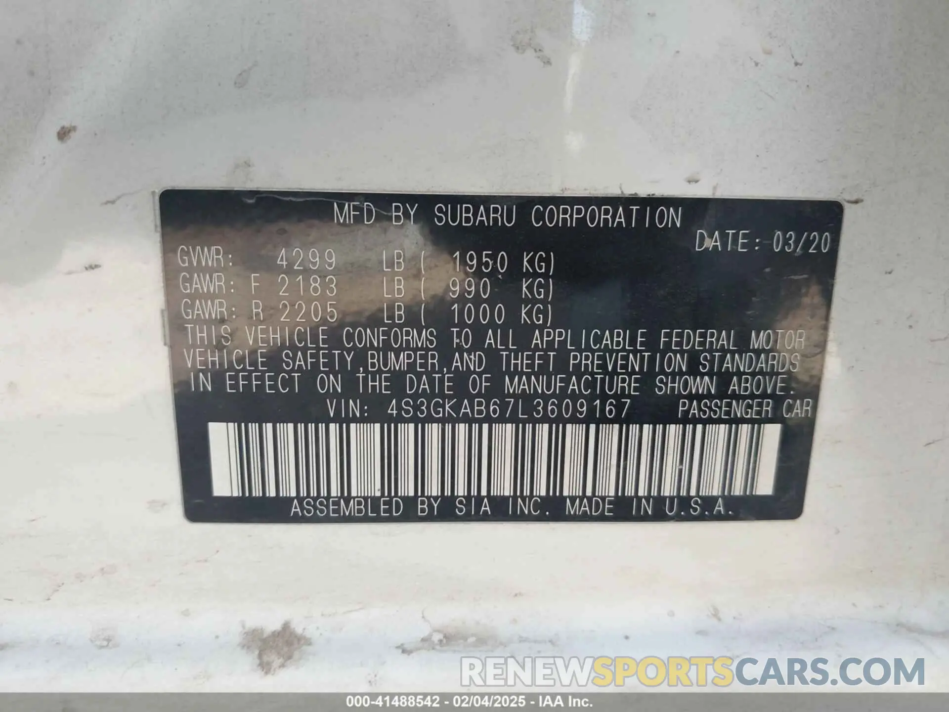 9 fotografías del automóvil dañado 4S3GKAB67L3609167 SUBARU IMPREZA 2020