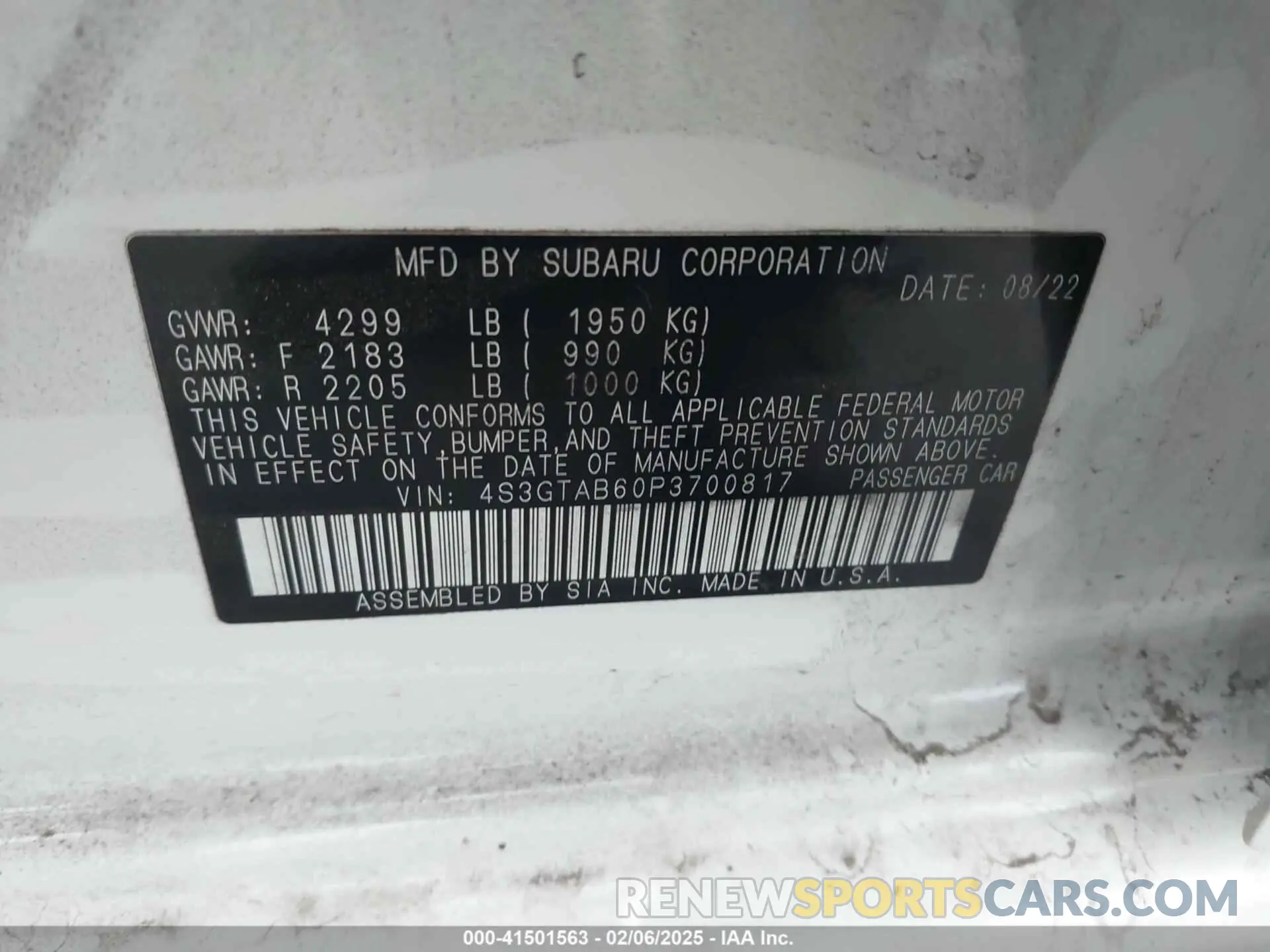 9 fotografías del automóvil dañado 4S3GTAB60P3700817 SUBARU IMPREZA 2023