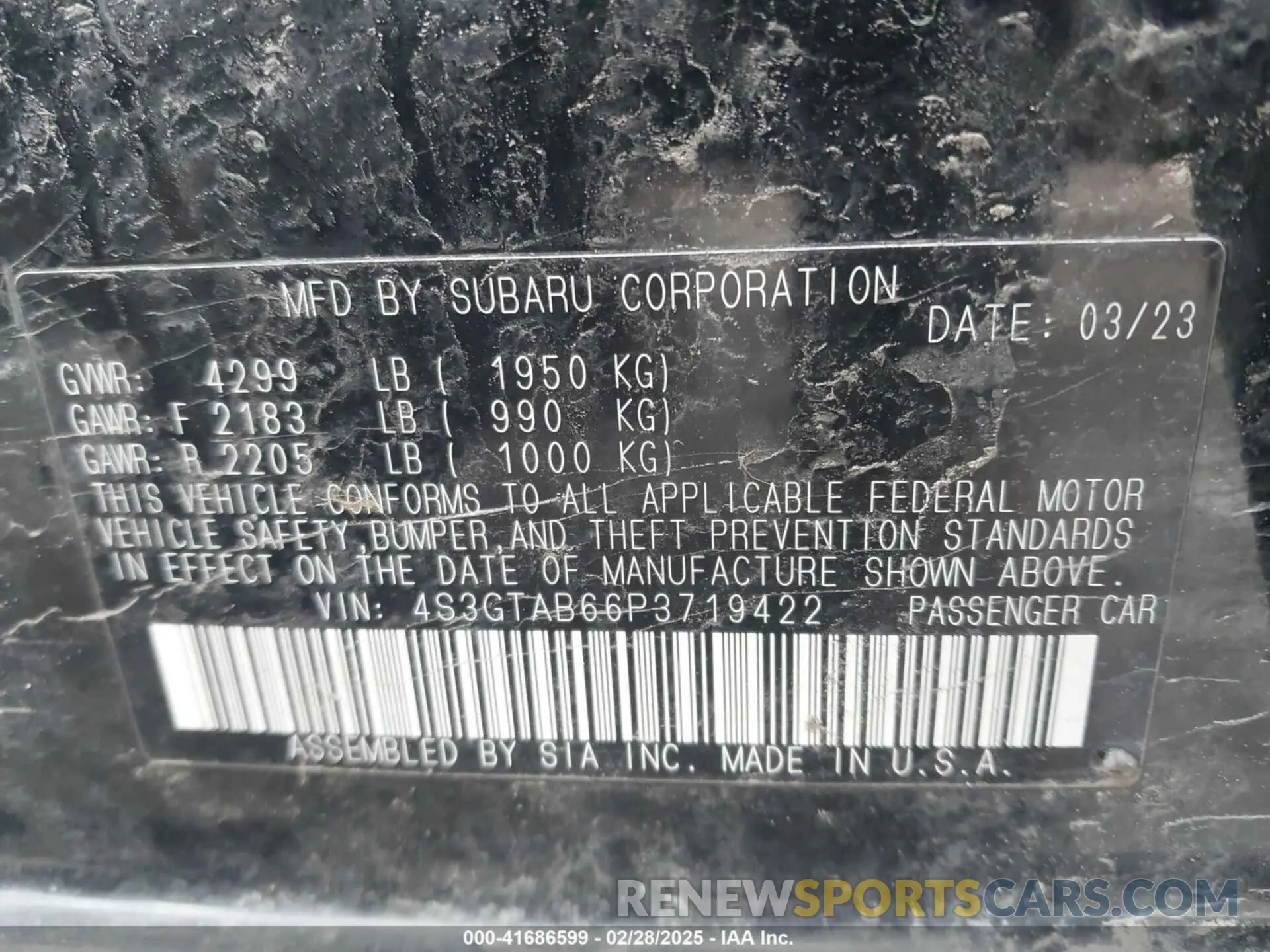9 fotografías del automóvil dañado 4S3GTAB66P3719422 SUBARU IMPREZA 2023