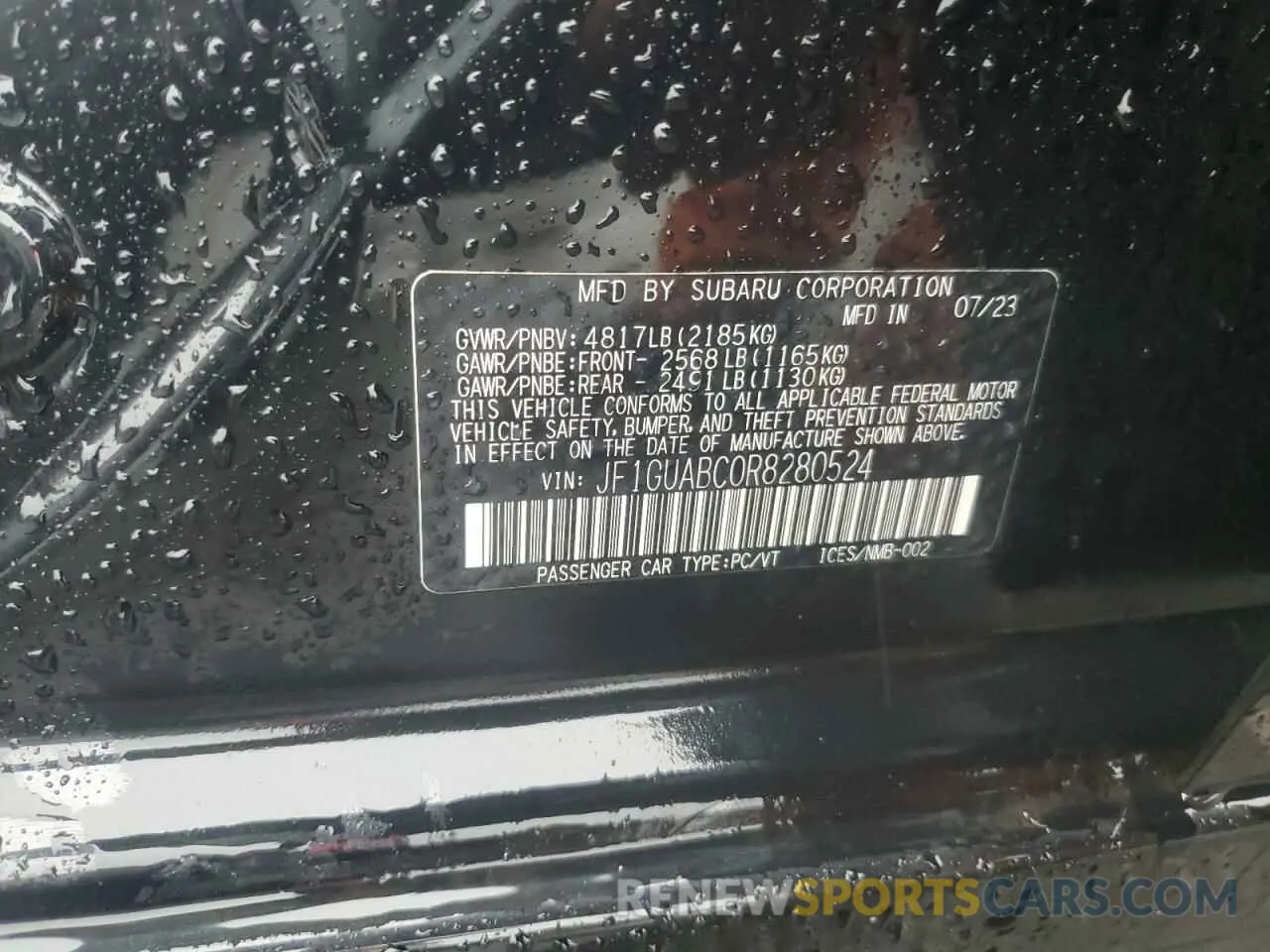 12 fotografías del automóvil dañado JF1GUABC0R8280524 SUBARU IMPREZA 2024