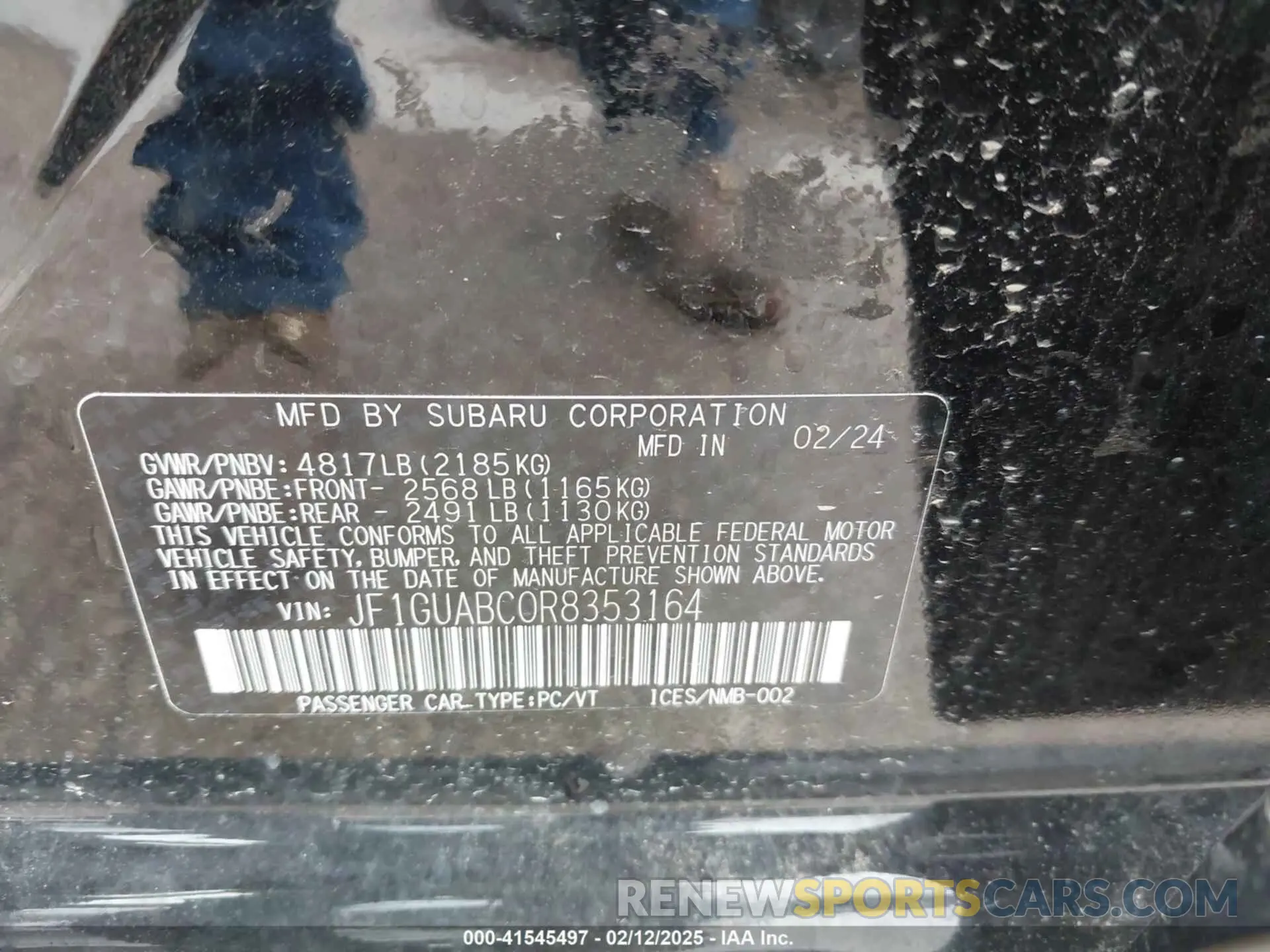 9 fotografías del automóvil dañado JF1GUABC0R8353164 SUBARU IMPREZA 2024