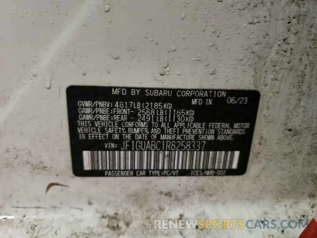 13 fotografías del automóvil dañado JF1GUABC1R8258337 SUBARU IMPREZA 2024