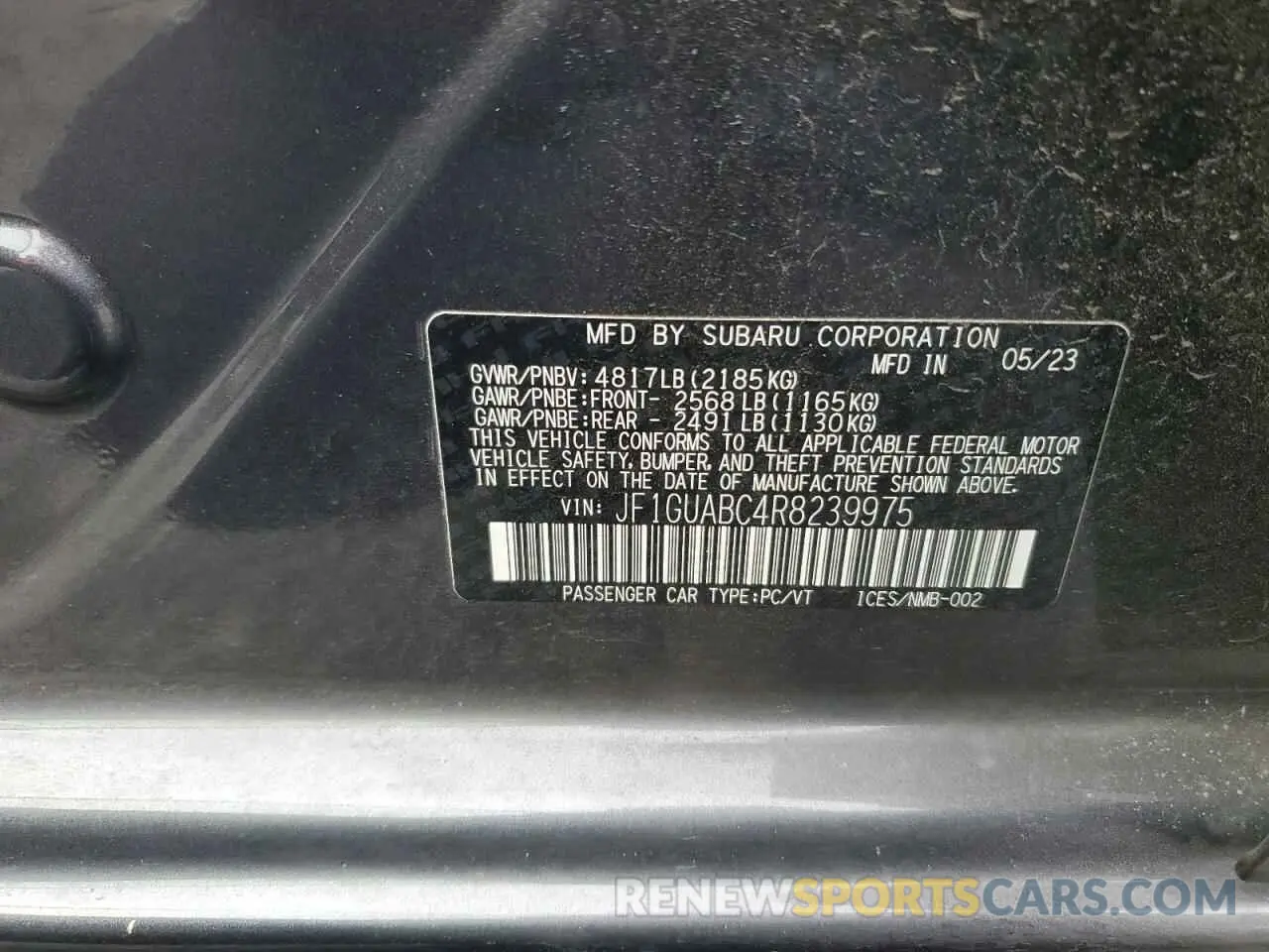 12 fotografías del automóvil dañado JF1GUABC4R8239975 SUBARU IMPREZA 2024