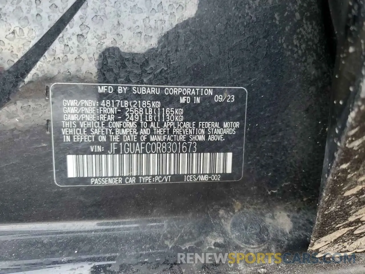 14 fotografías del automóvil dañado JF1GUAFC0R8301673 SUBARU IMPREZA 2024