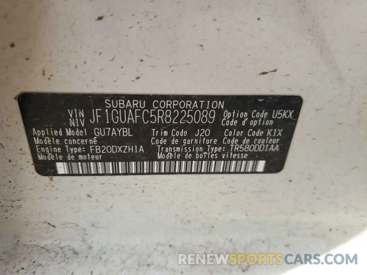 12 fotografías del automóvil dañado JF1GUAFC5R8225089 SUBARU IMPREZA 2024