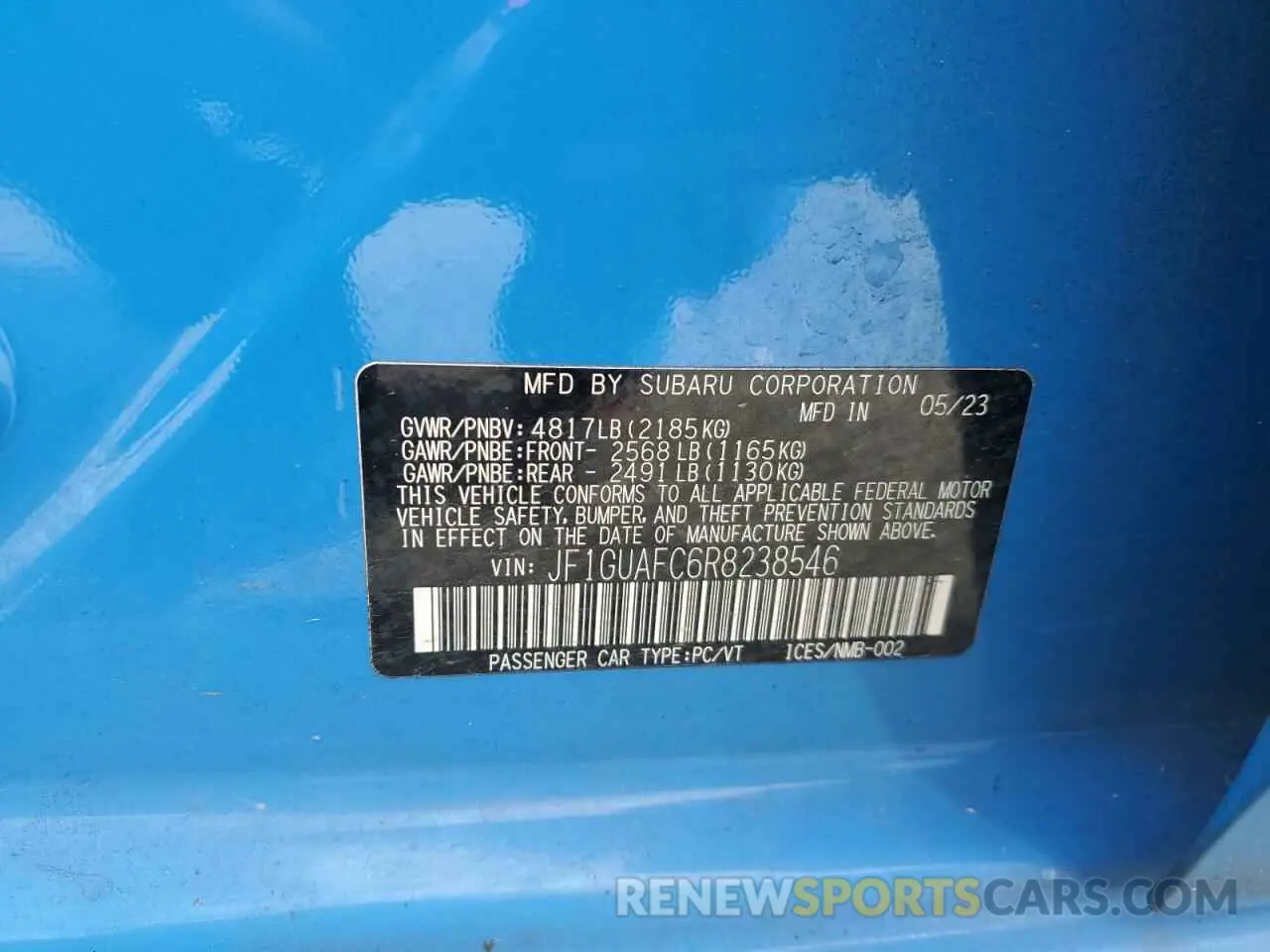 13 fotografías del automóvil dañado JF1GUAFC6R8238546 SUBARU IMPREZA 2024