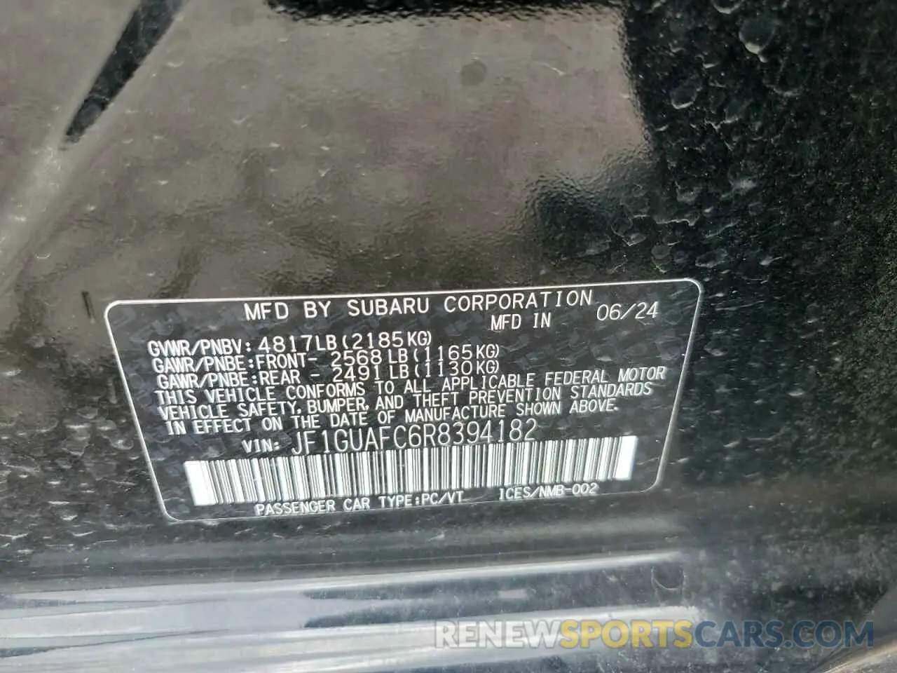 13 fotografías del automóvil dañado JF1GUAFC6R8394182 SUBARU IMPREZA 2024