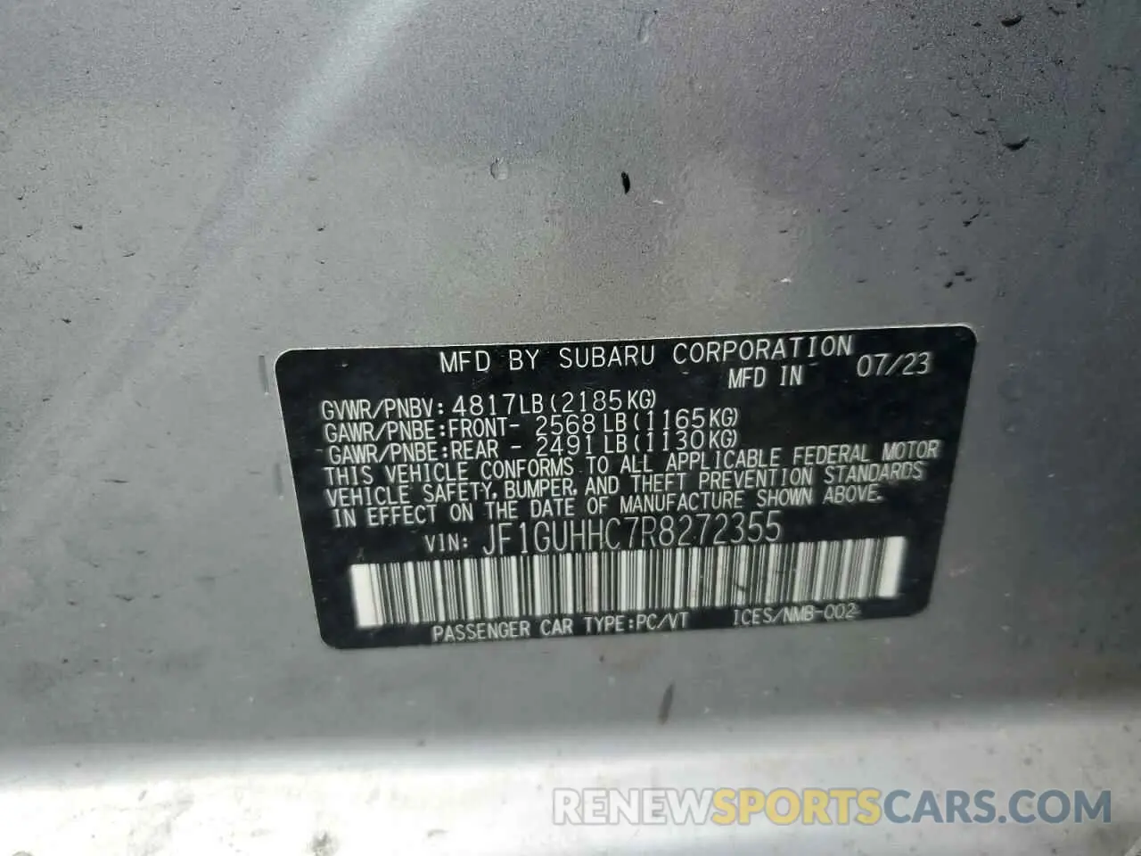 12 fotografías del automóvil dañado JF1GUHHC7R8272355 SUBARU IMPREZA 2024