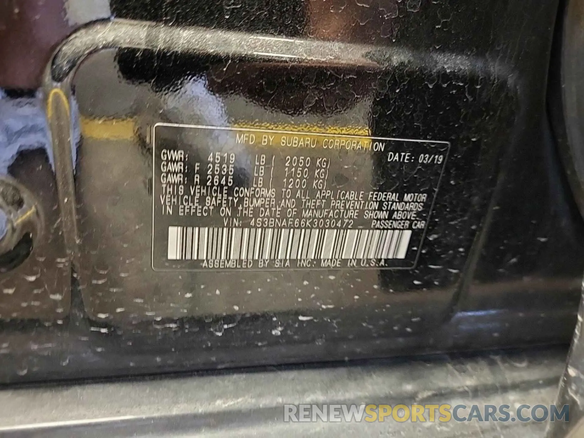 44 fotografías del automóvil dañado 4S3BNAF66K3030472 SUBARU LEGACY 2019