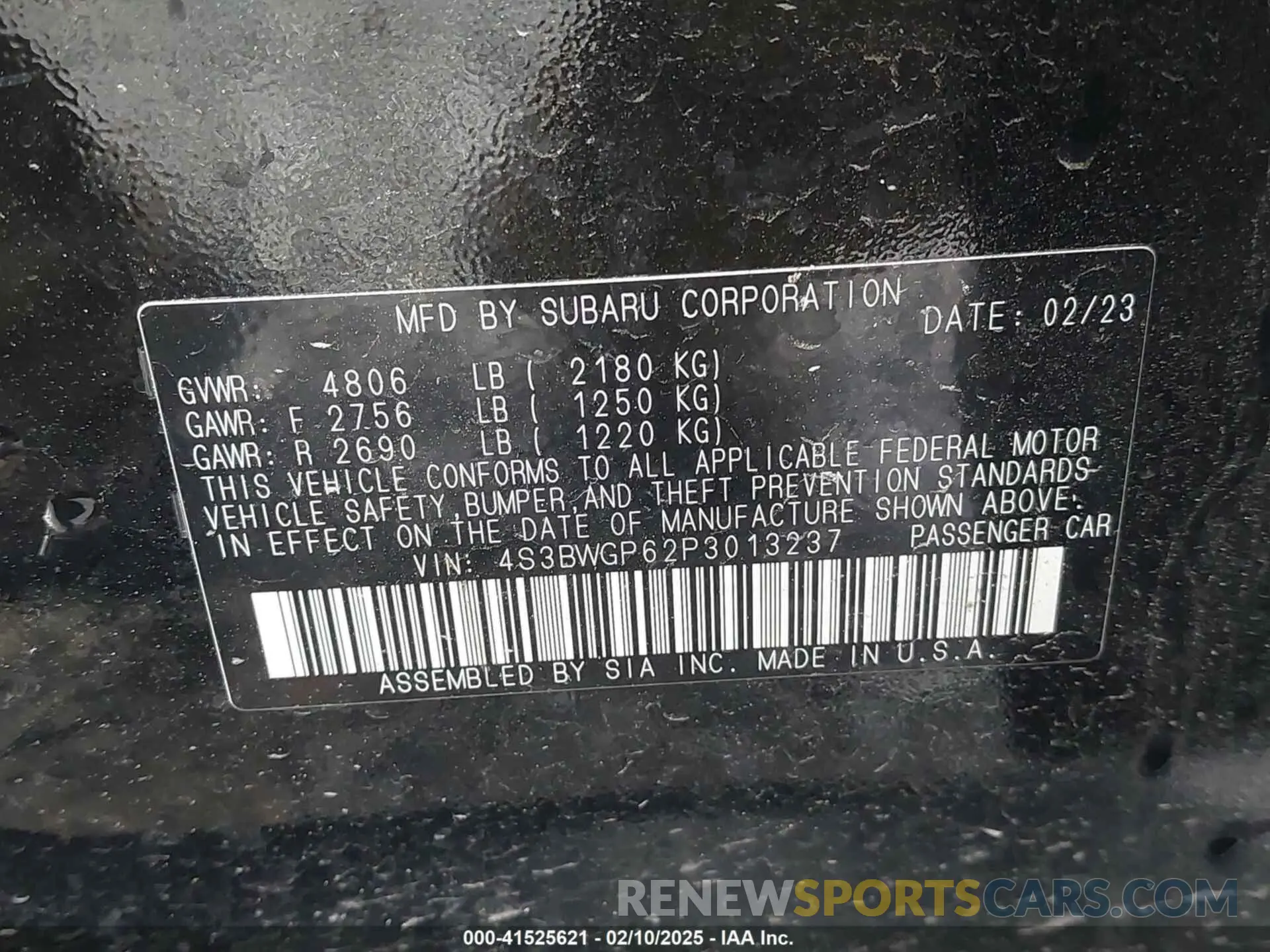 9 fotografías del automóvil dañado 4S3BWGP62P3013237 SUBARU LEGACY 2023