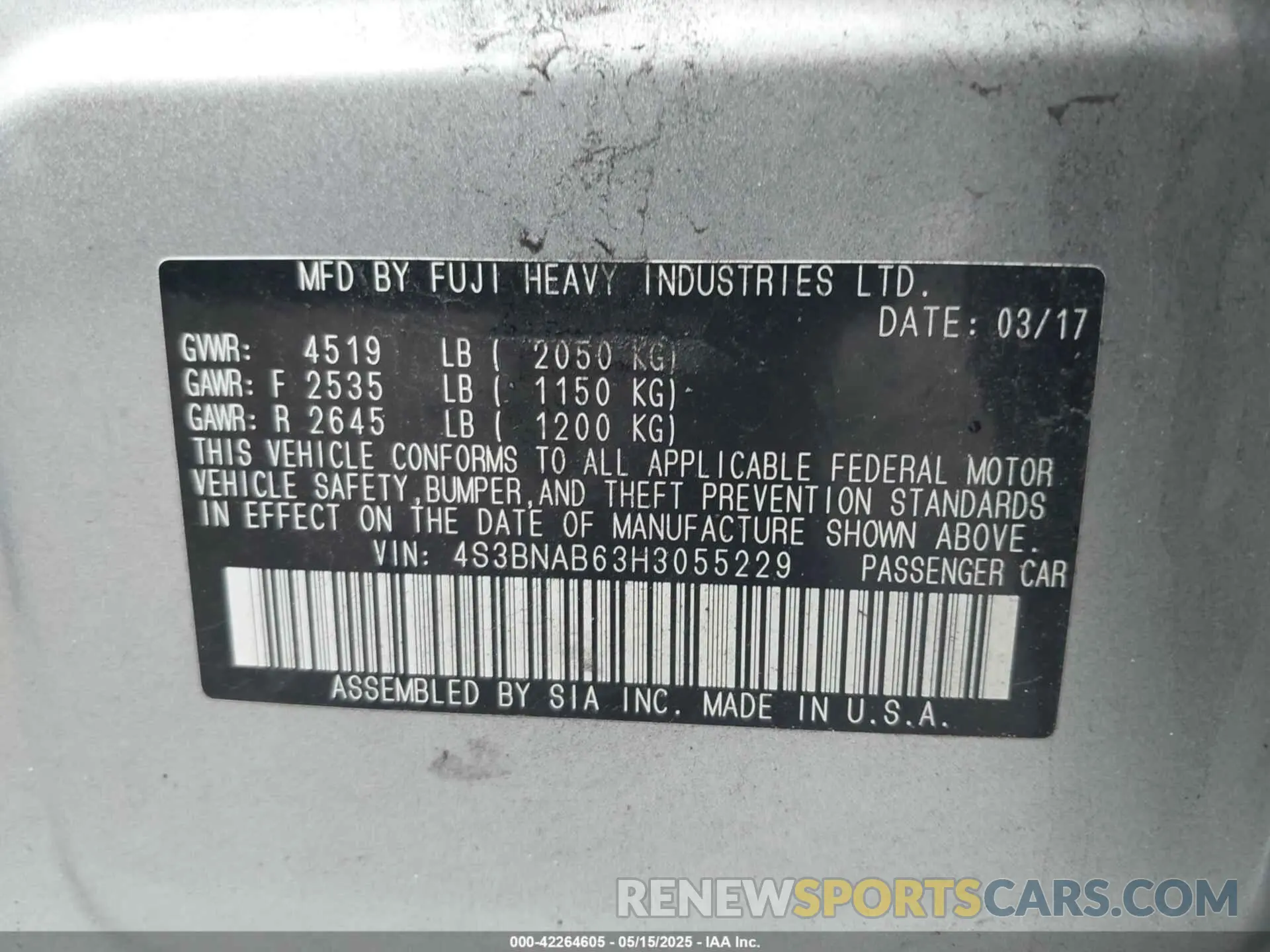 9 fotografías del automóvil dañado 4S3BWAD65R3029128 SUBARU LEGACY 2024
