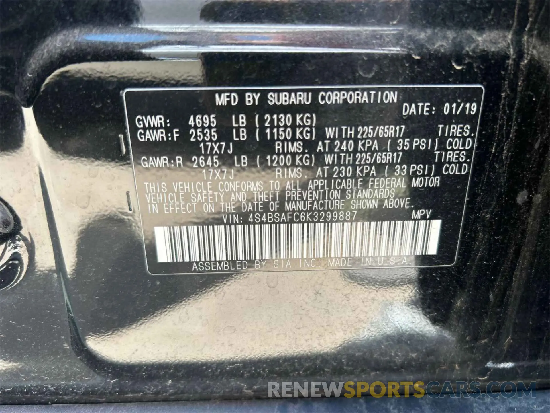 12 fotografías del automóvil dañado 4S4BSAFC6K3299887 SUBARU OUTBACK 2019