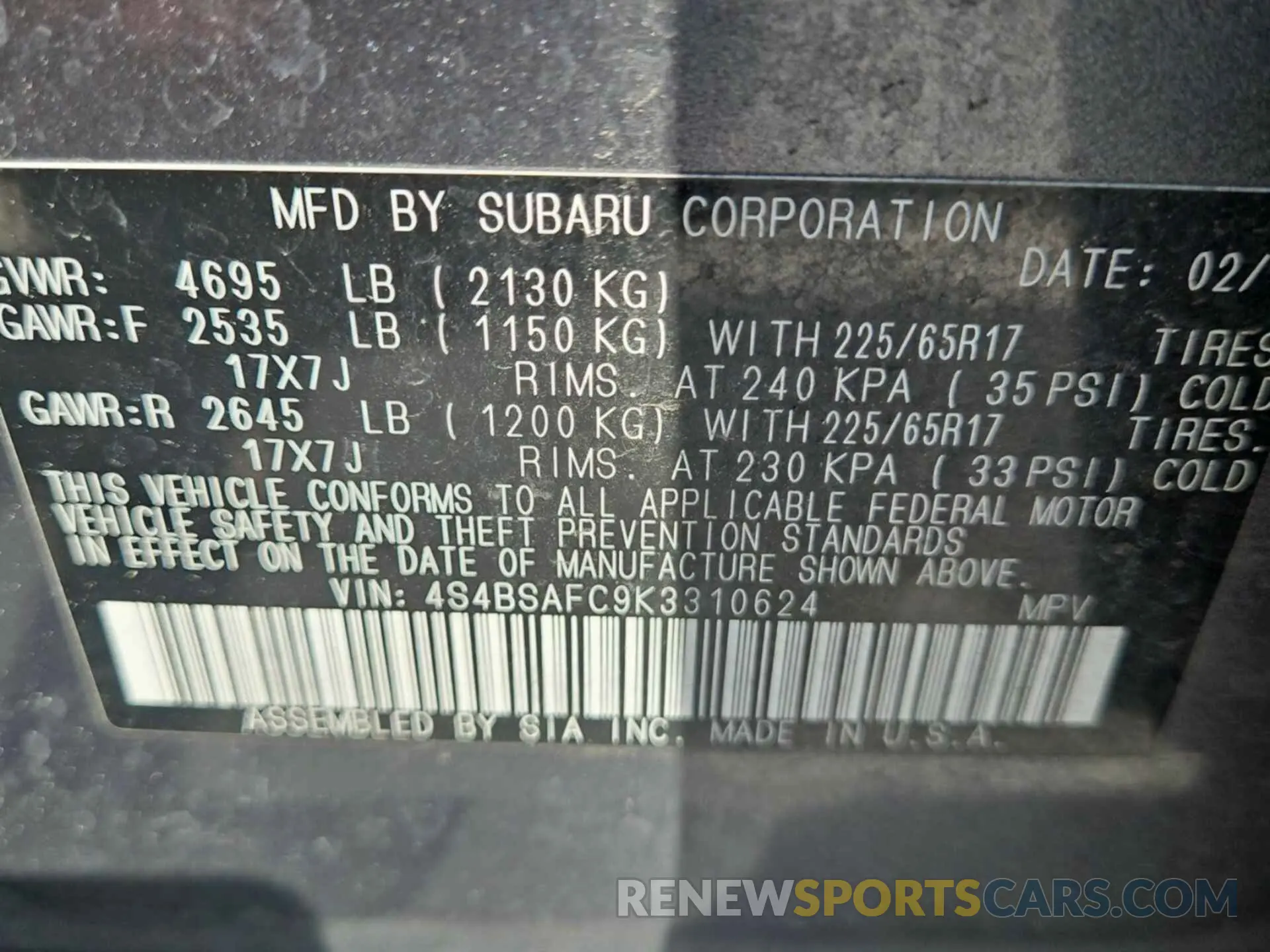 21 fotografías del automóvil dañado 4S4BSAFC9K3310624 SUBARU OUTBACK 2019
