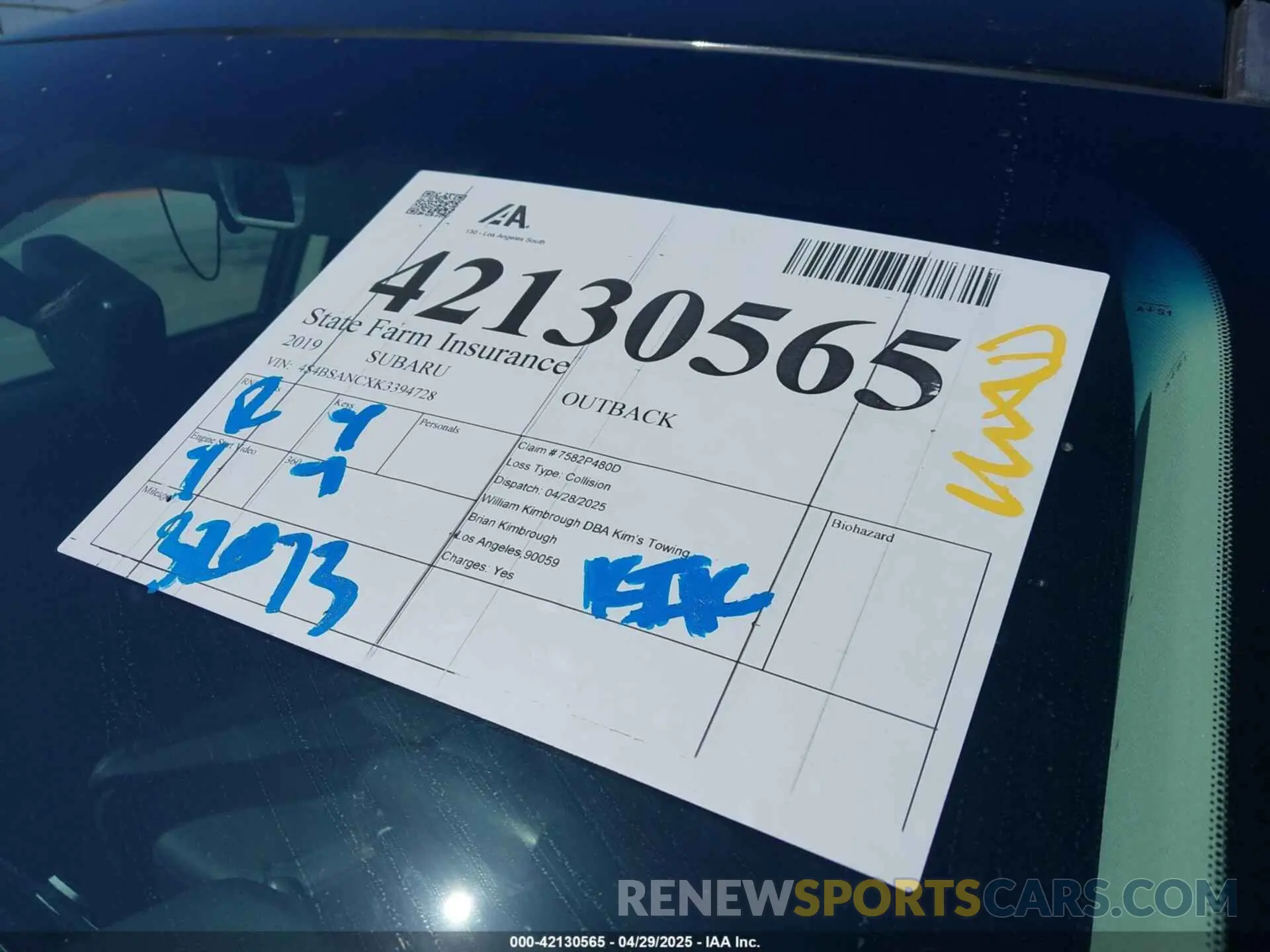 18 fotografías del automóvil dañado 4S4BSANCXK3394728 SUBARU OUTBACK 2019
