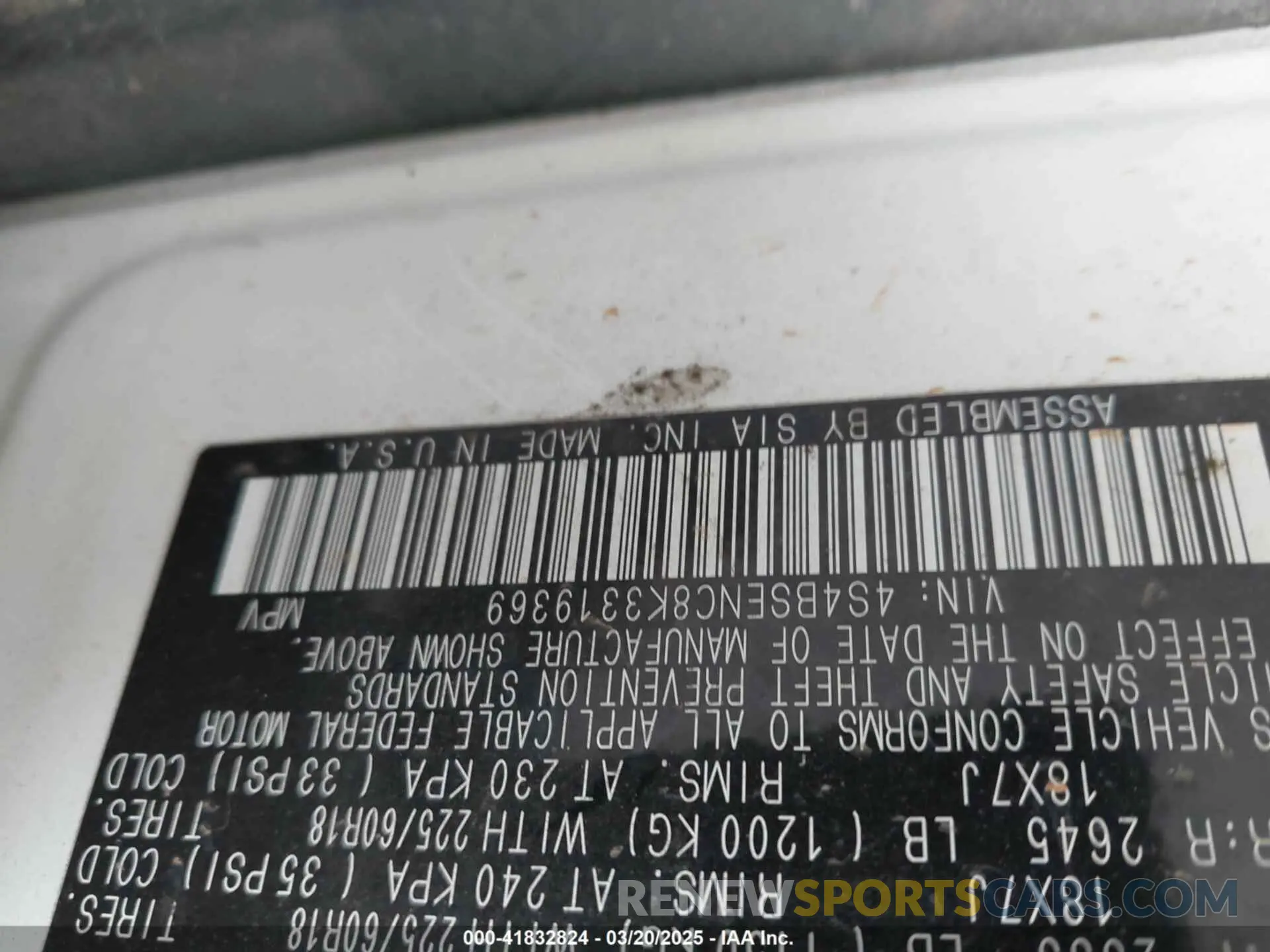 9 fotografías del automóvil dañado 4S4BSENC8K3319369 SUBARU OUTBACK 2019