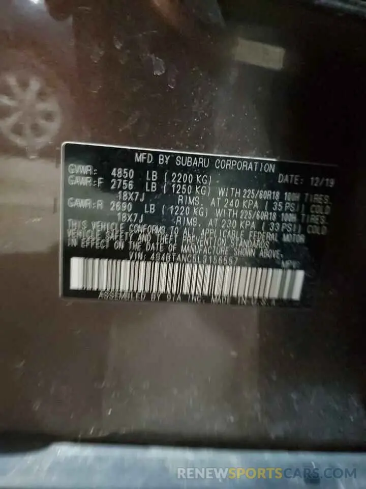 15 fotografías del automóvil dañado 4S4BTANC5L3156557 SUBARU OUTBACK 2020