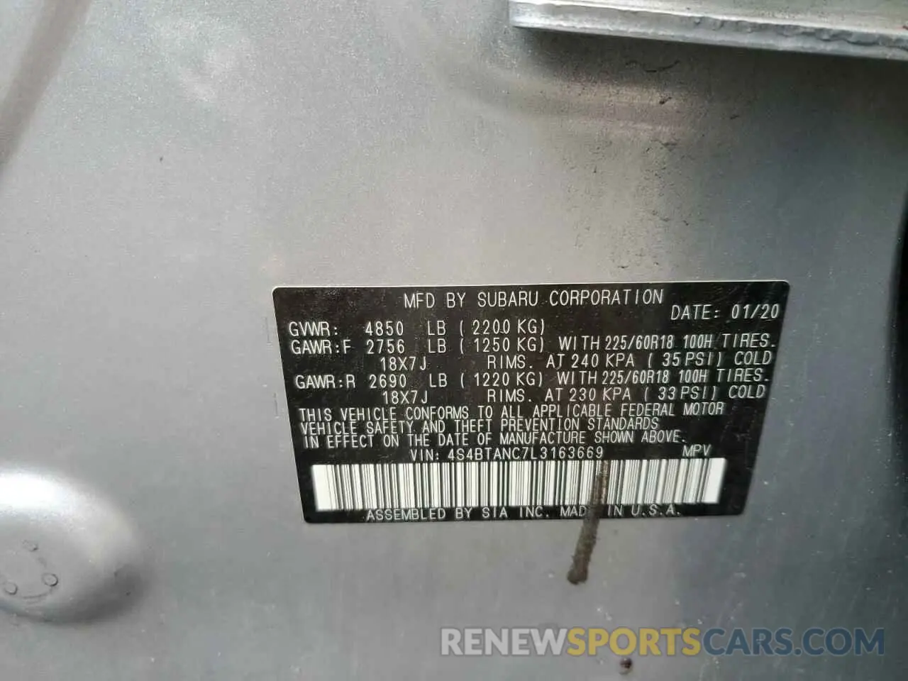 13 fotografías del automóvil dañado 4S4BTANC7L3163669 SUBARU OUTBACK 2020