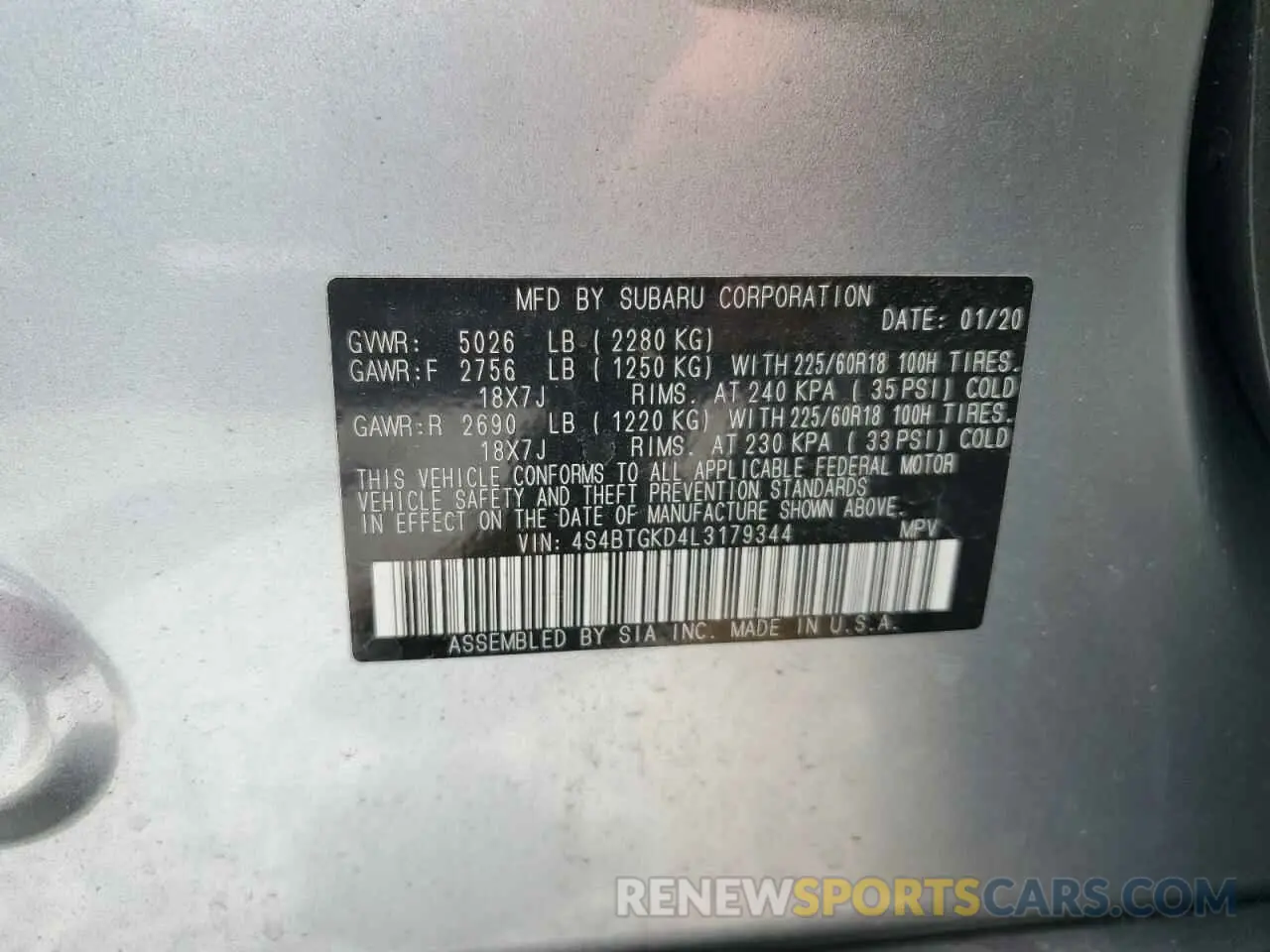 13 fotografías del automóvil dañado 4S4BTGKD4L3179344 SUBARU OUTBACK 2020