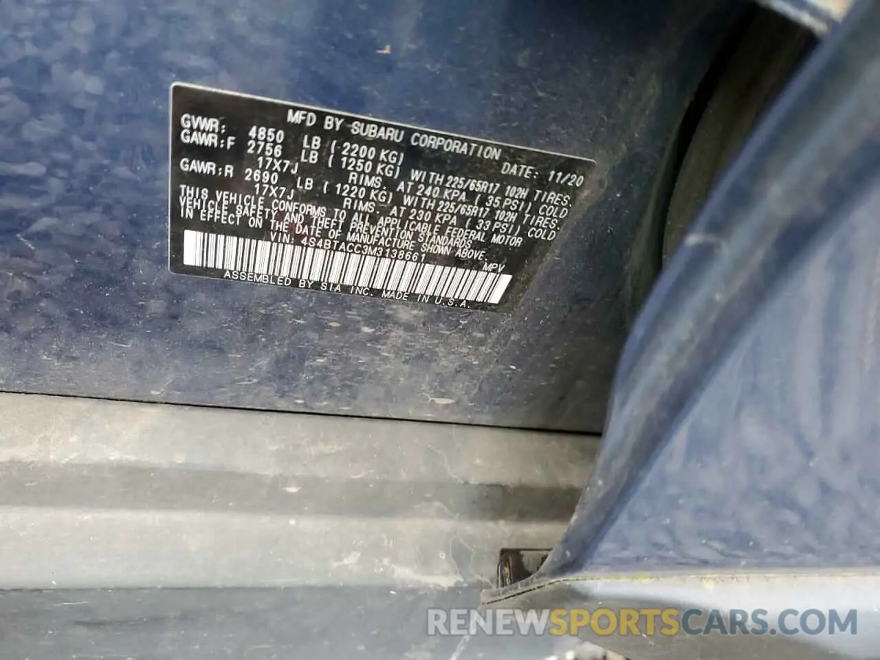 14 fotografías del automóvil dañado 4S4BTACC3M3138661 SUBARU OUTBACK 2021