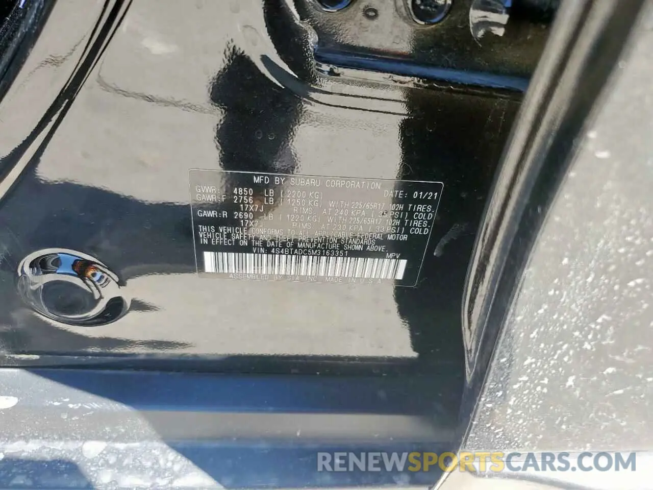15 fotografías del automóvil dañado 4S4BTADC5M3163351 SUBARU OUTBACK 2021