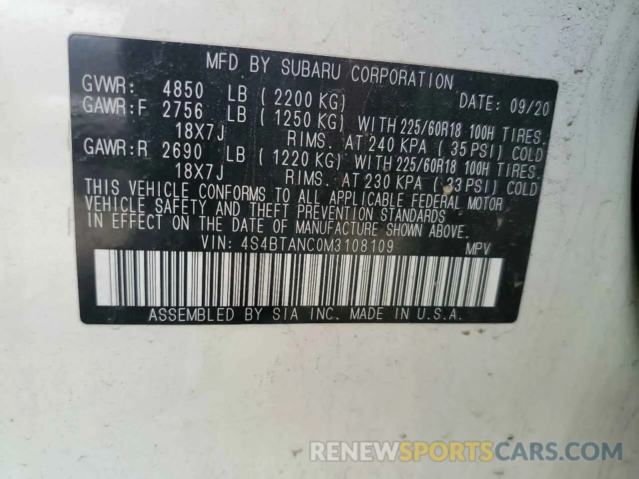 13 fotografías del automóvil dañado 4S4BTANC0M3108109 SUBARU OUTBACK 2021