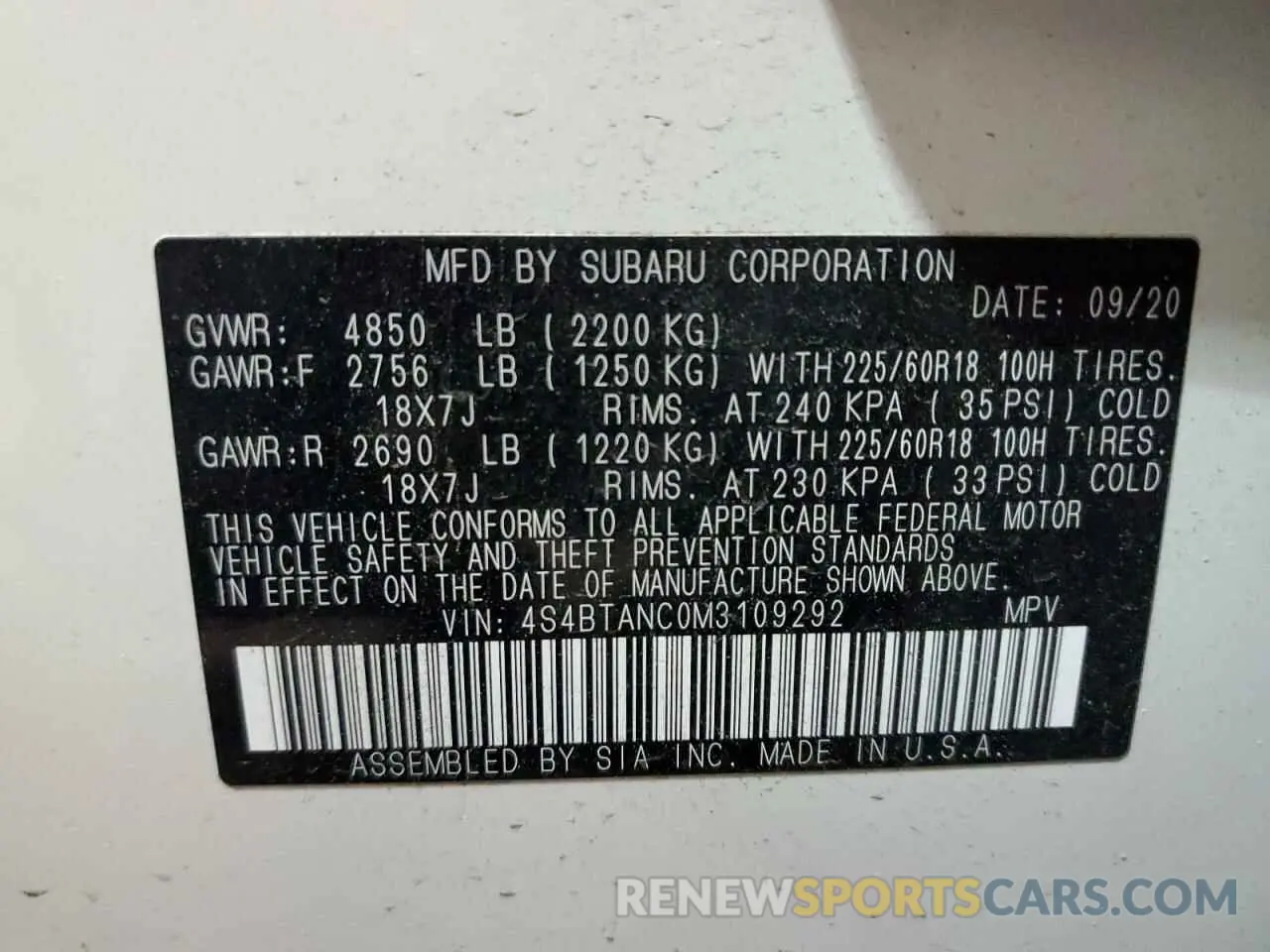 13 fotografías del automóvil dañado 4S4BTANC0M3109292 SUBARU OUTBACK 2021