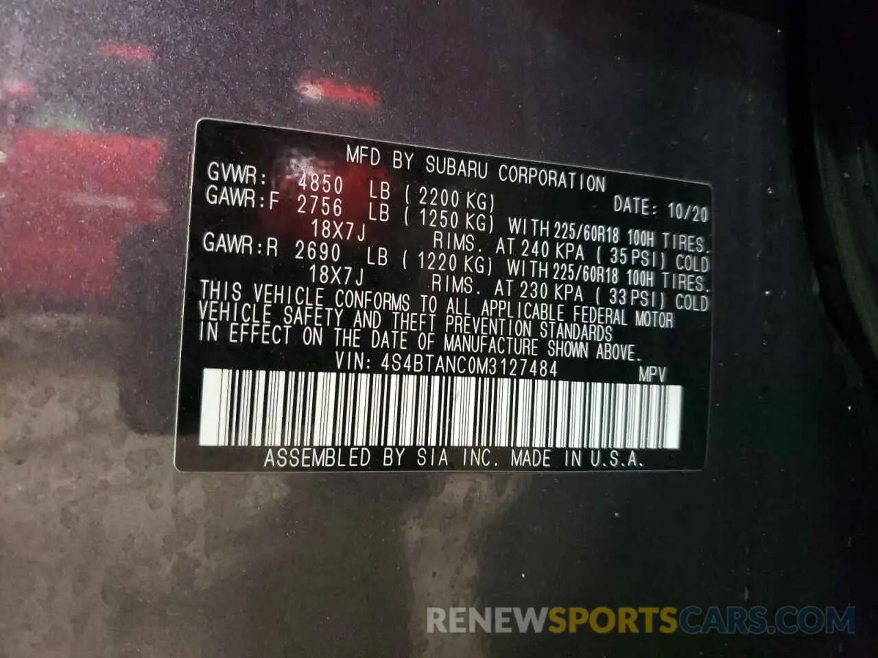13 fotografías del automóvil dañado 4S4BTANC0M3127484 SUBARU OUTBACK 2021