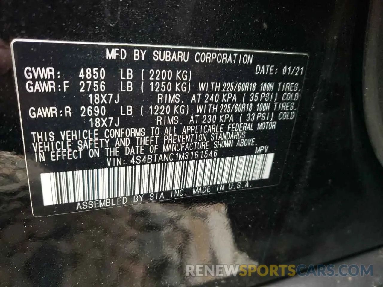 14 fotografías del automóvil dañado 4S4BTANC1M3161546 SUBARU OUTBACK 2021